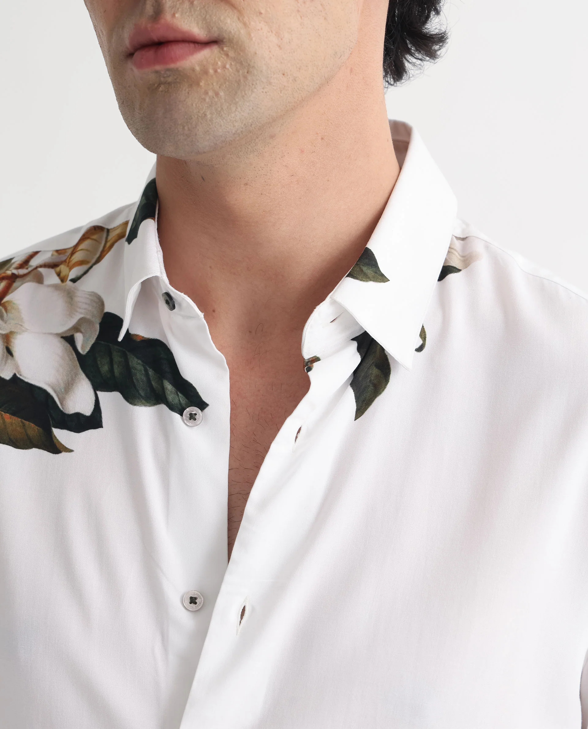 Rare Rabbit Men's Poseidon White Viscose Floral Print Regular Fit Full Sleeve Collared Shirt - Image 6