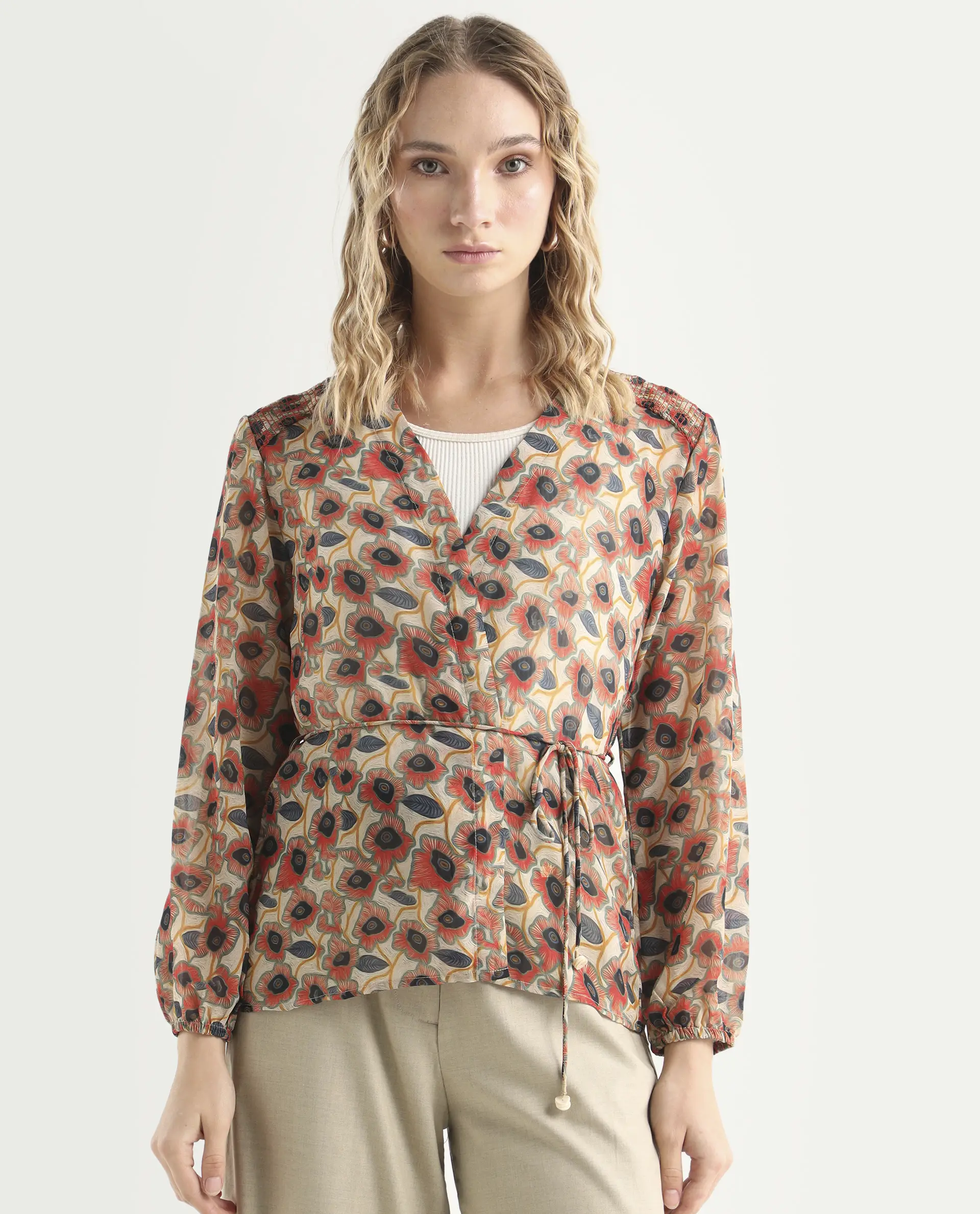 Rareism Women's Posey Multi Polyester V-Neck Floral Print Regular Fit Shrug - Image 3