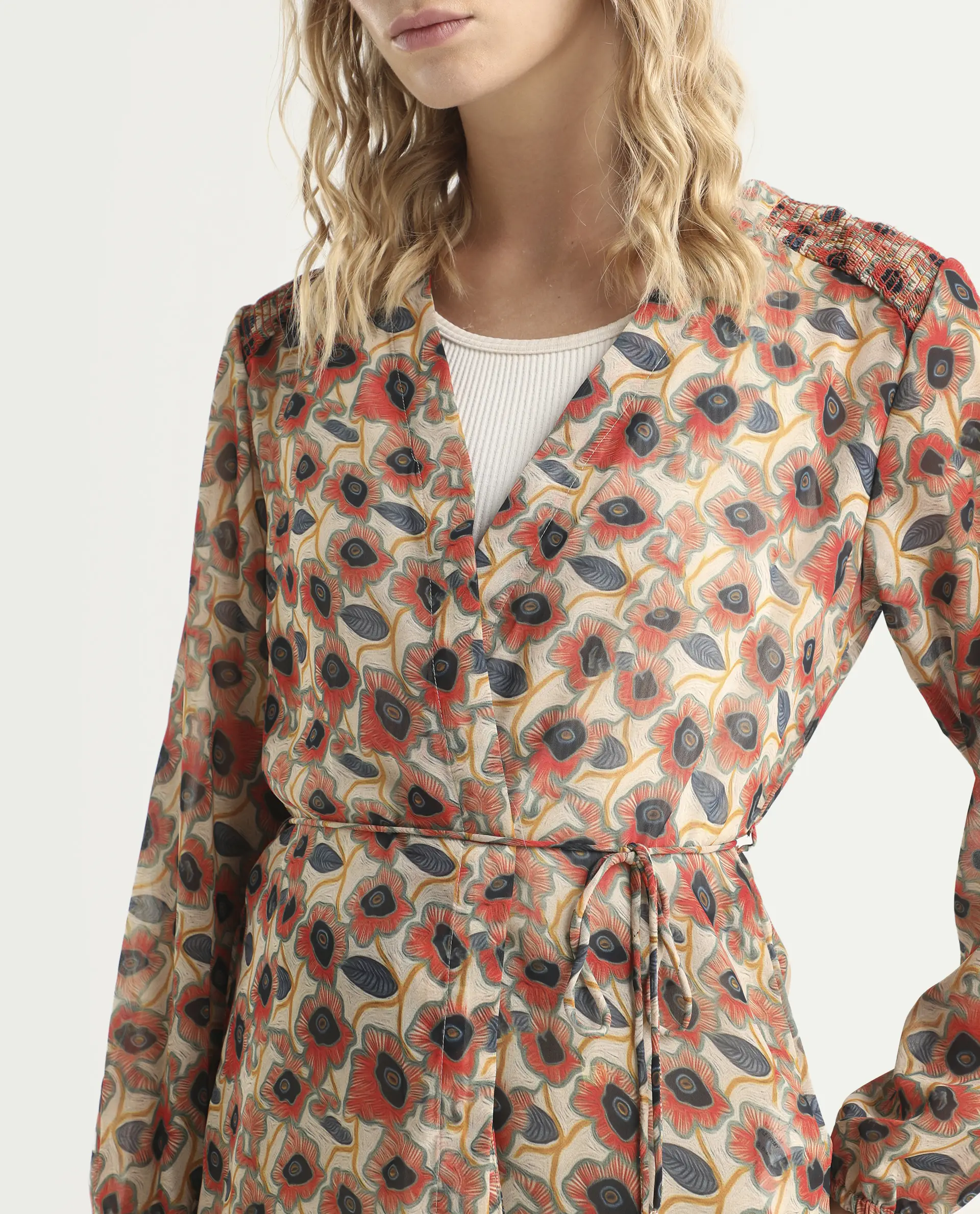 Rareism Women's Posey Multi Polyester V-Neck Floral Print Regular Fit Shrug - Image 4