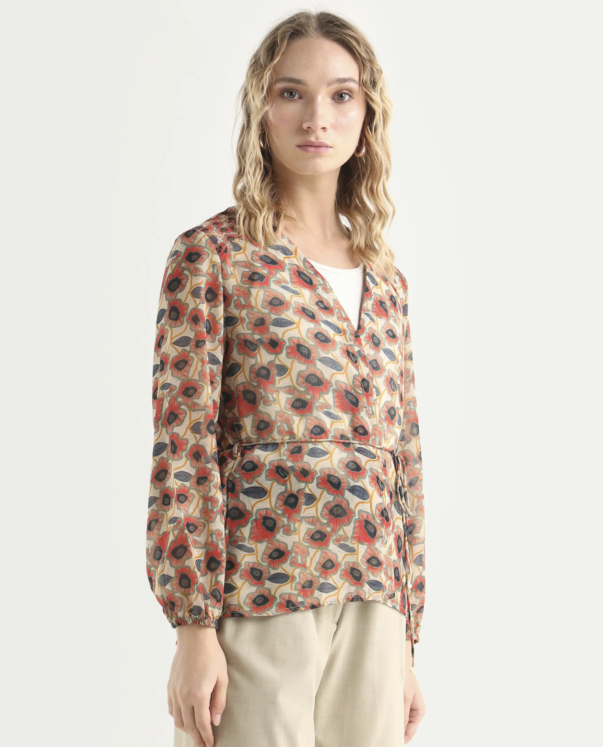 Rareism Women's Posey Multi Polyester V-Neck Floral Print Regular Fit Shrug - Image 6
