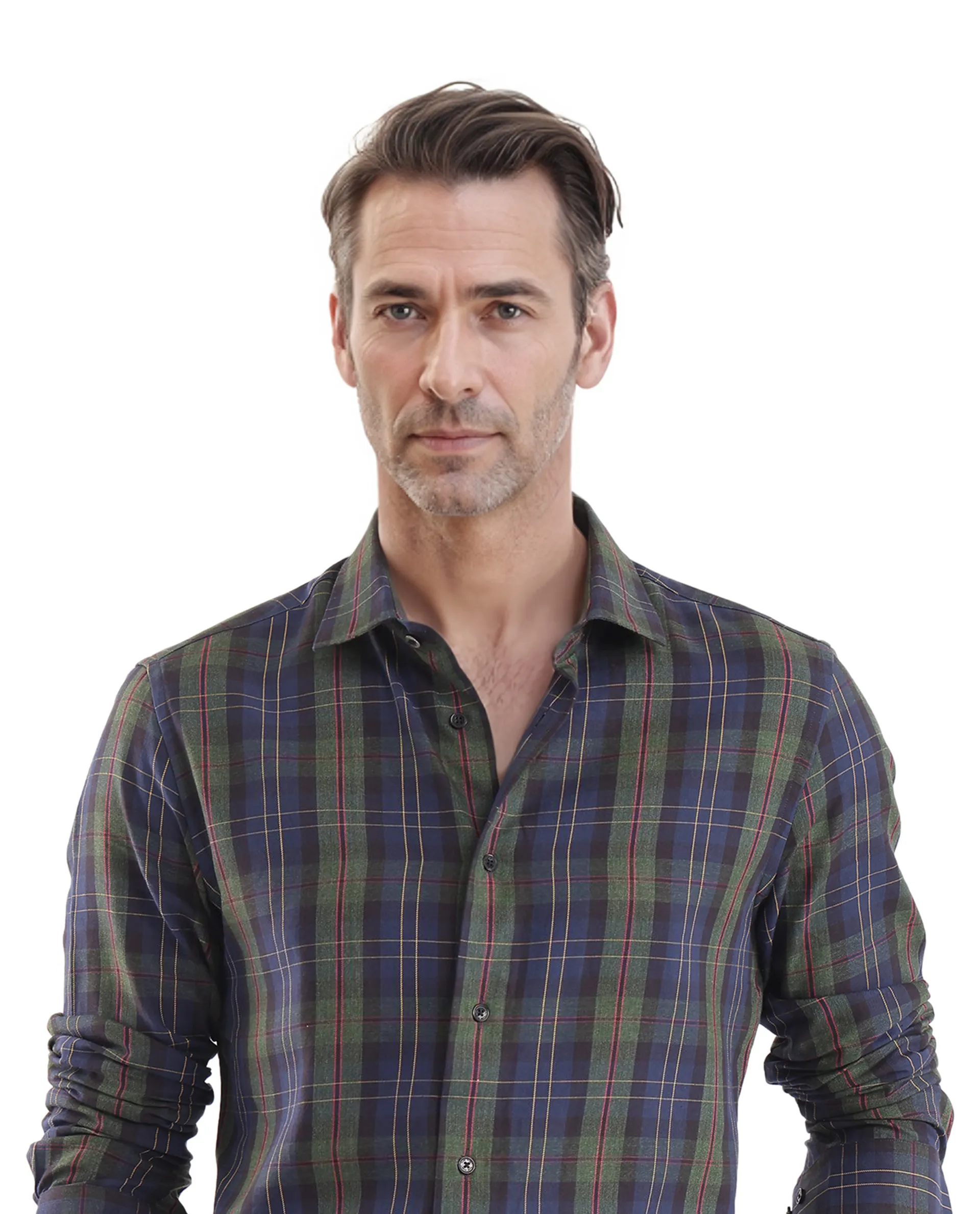 Rare Rabbit Men's Pospe Dark Green Cotton Checked Print Regular Fit Full Sleeve Collared Shirt - Image 8