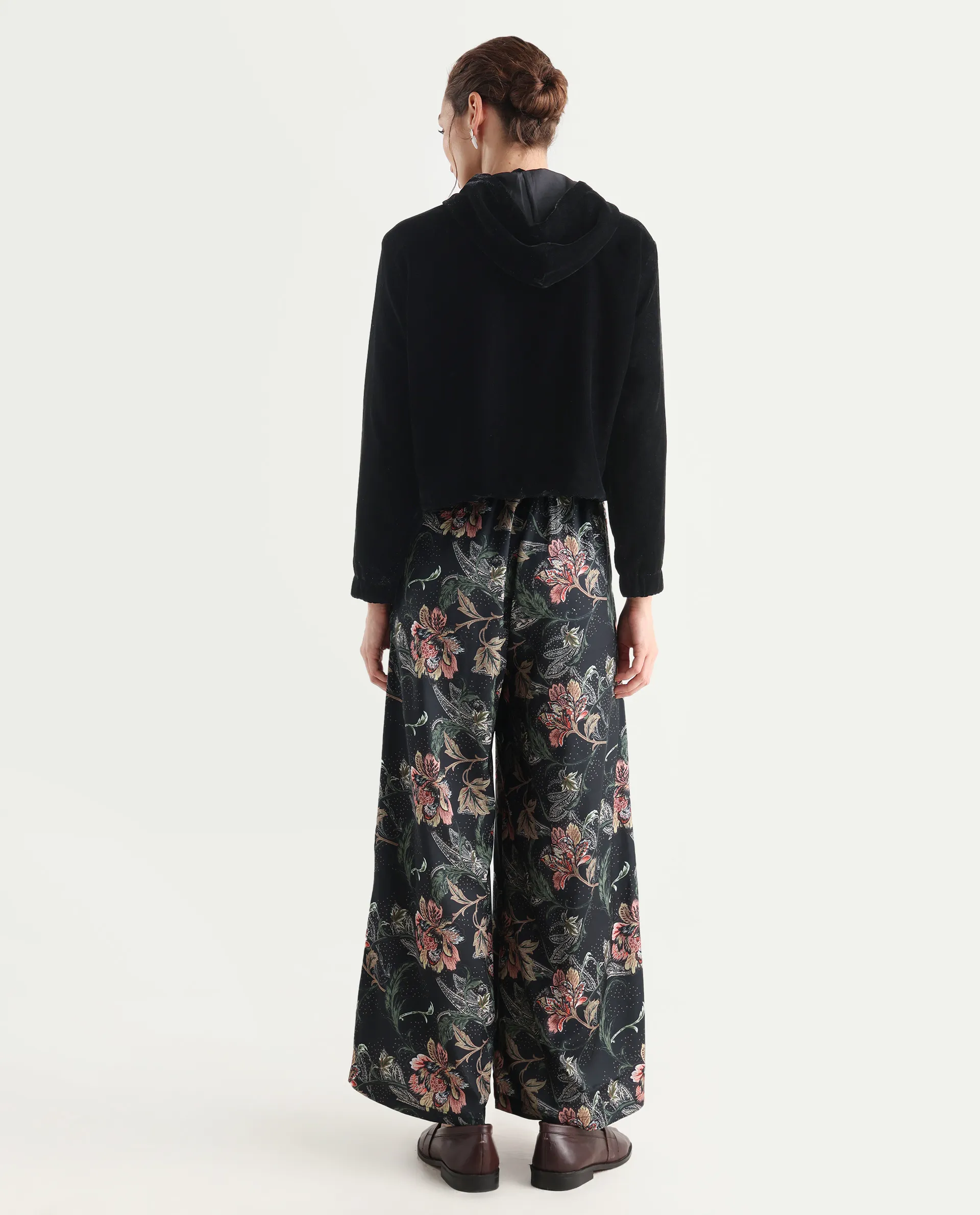 Rareism Women's Posria Multi Polyester Tropical Print Ankle Length Flared Trouser - Image 7