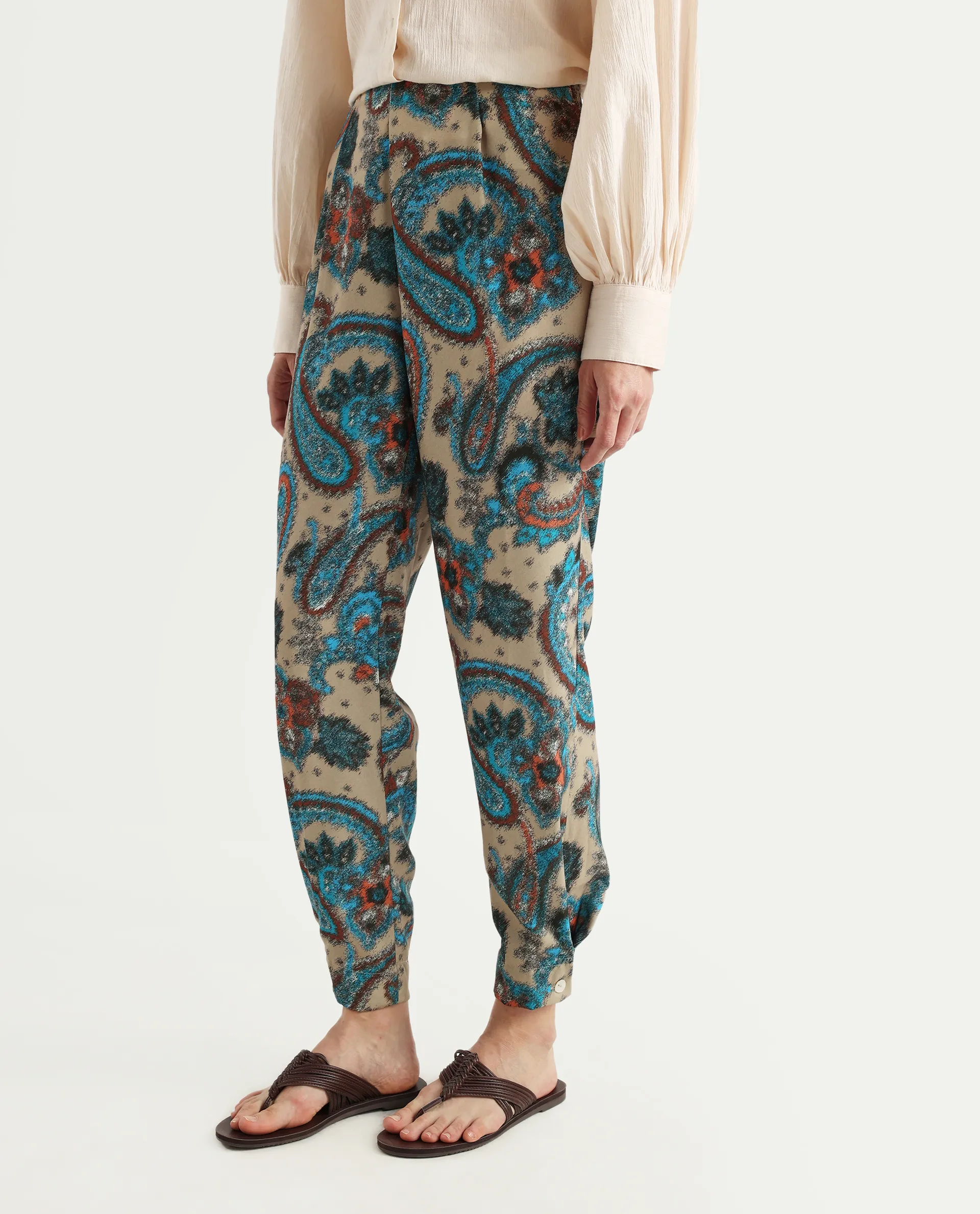 Rareism Women's Posrita Multi Polyester Paisley Print Ankle Length Straight Fit Trouser - Image 3
