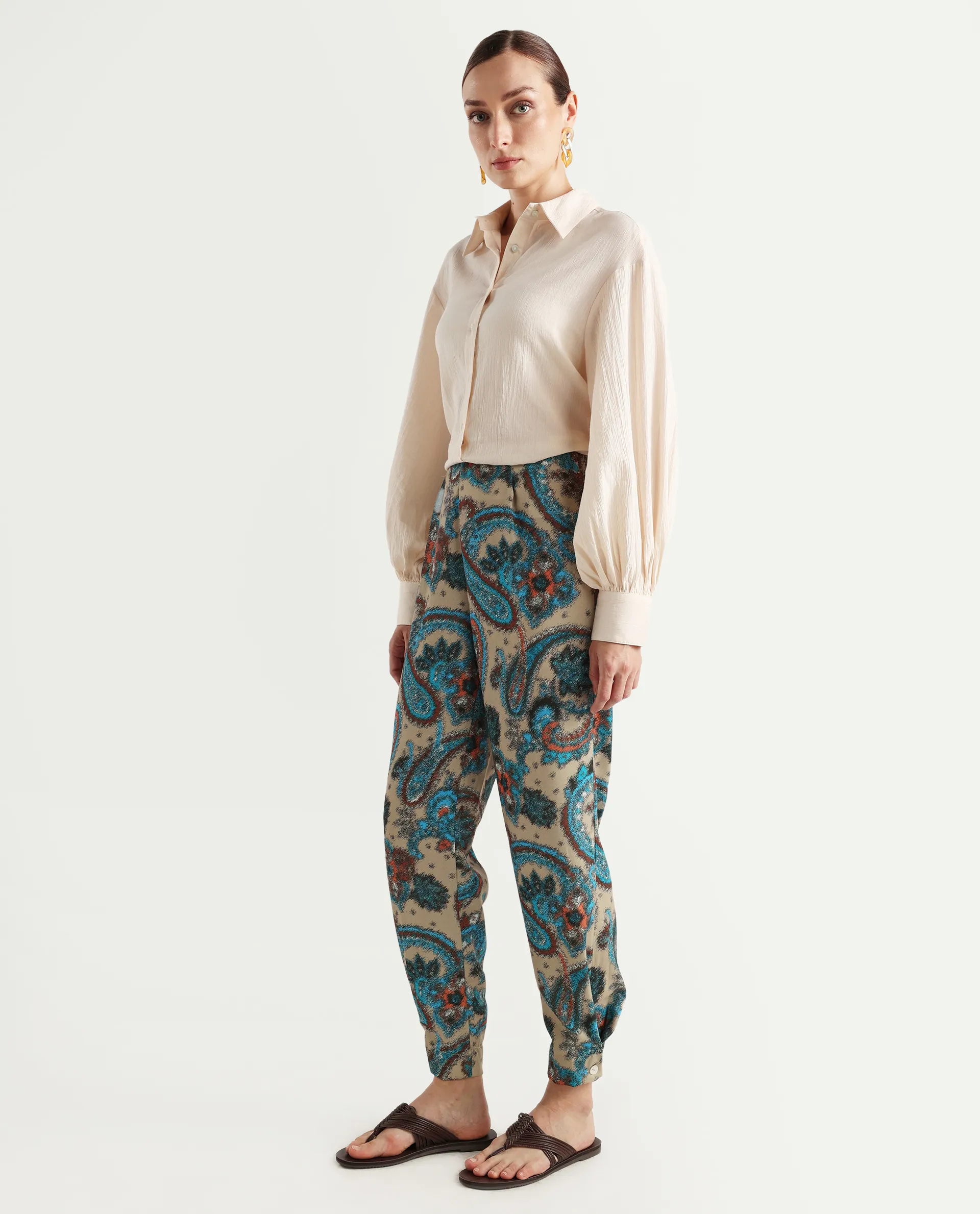 Rareism Women's Posrita Multi Polyester Paisley Print Ankle Length Straight Fit Trouser - Image 7