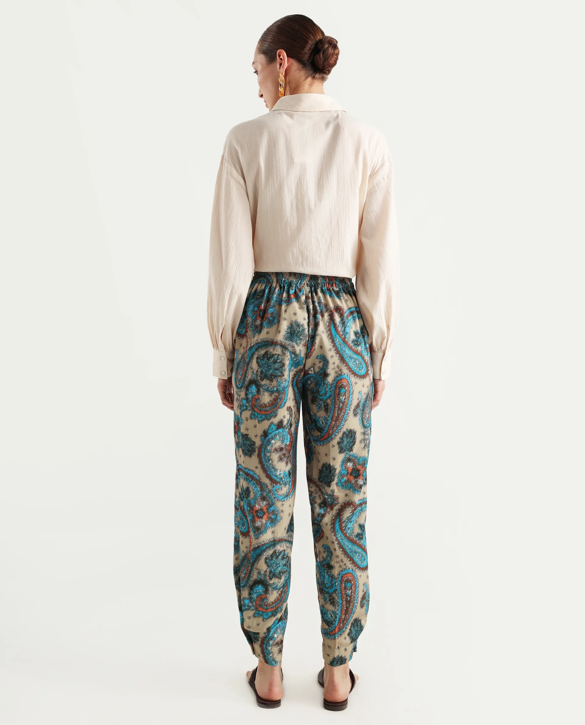 Rareism Women's Posrita Multi Polyester Paisley Print Ankle Length Straight Fit Trouser - Image 9