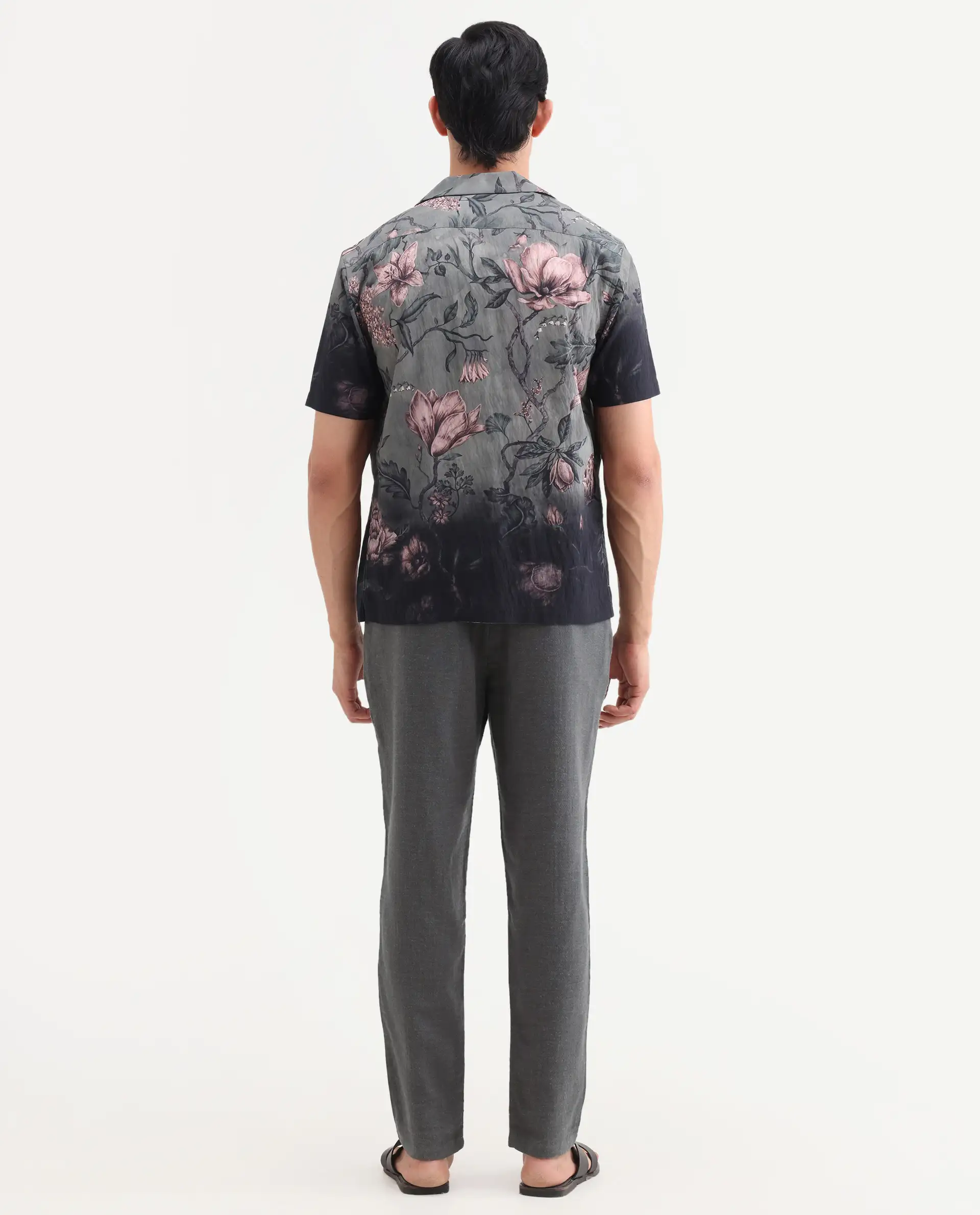 Rare Rabbit Men's Post Grey Cotton Blend Fabric Regular Fit Plain Trouser - Image 8