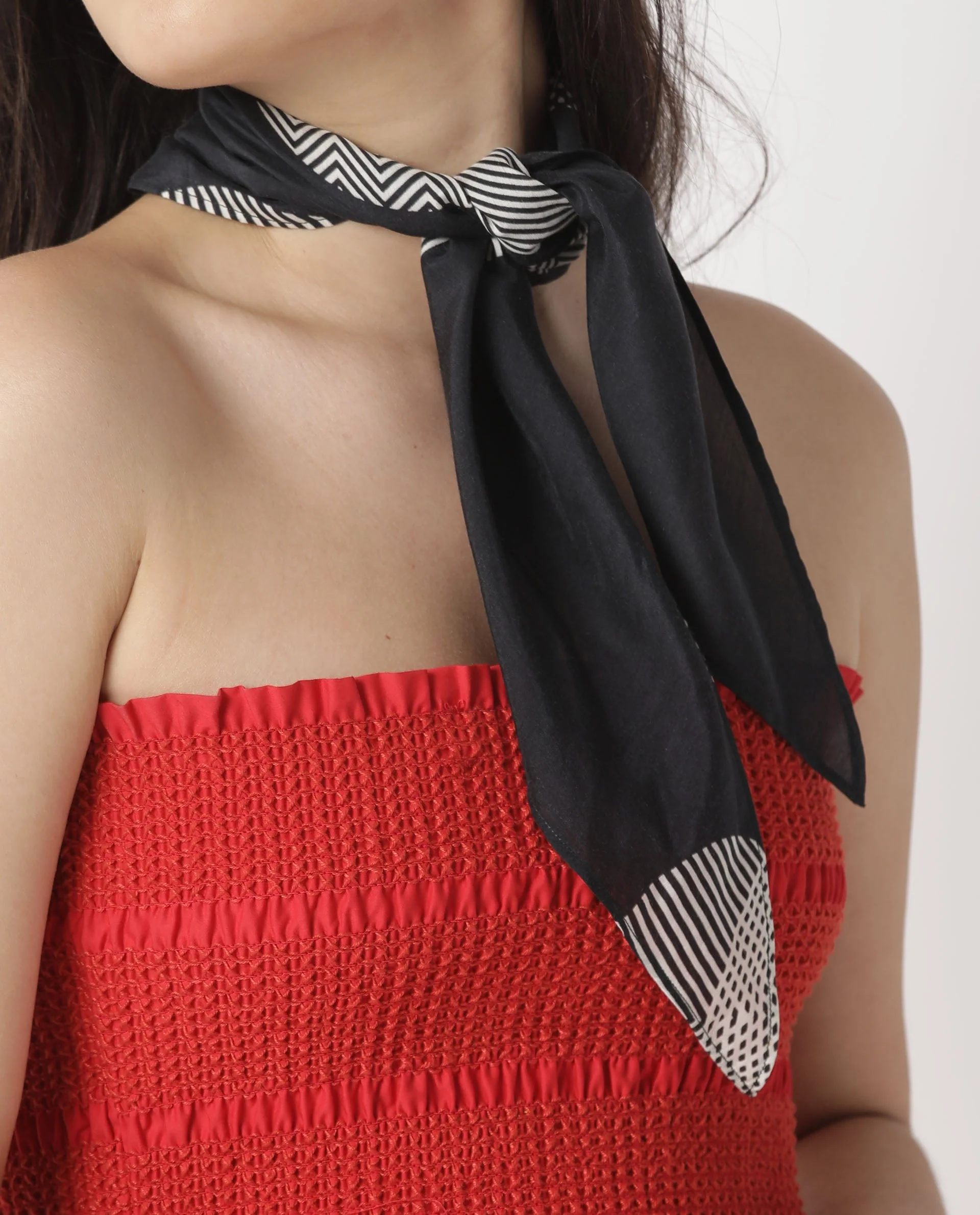 Rareism Women Poster Black Scarf Cotton Silk Fabric - Image 2