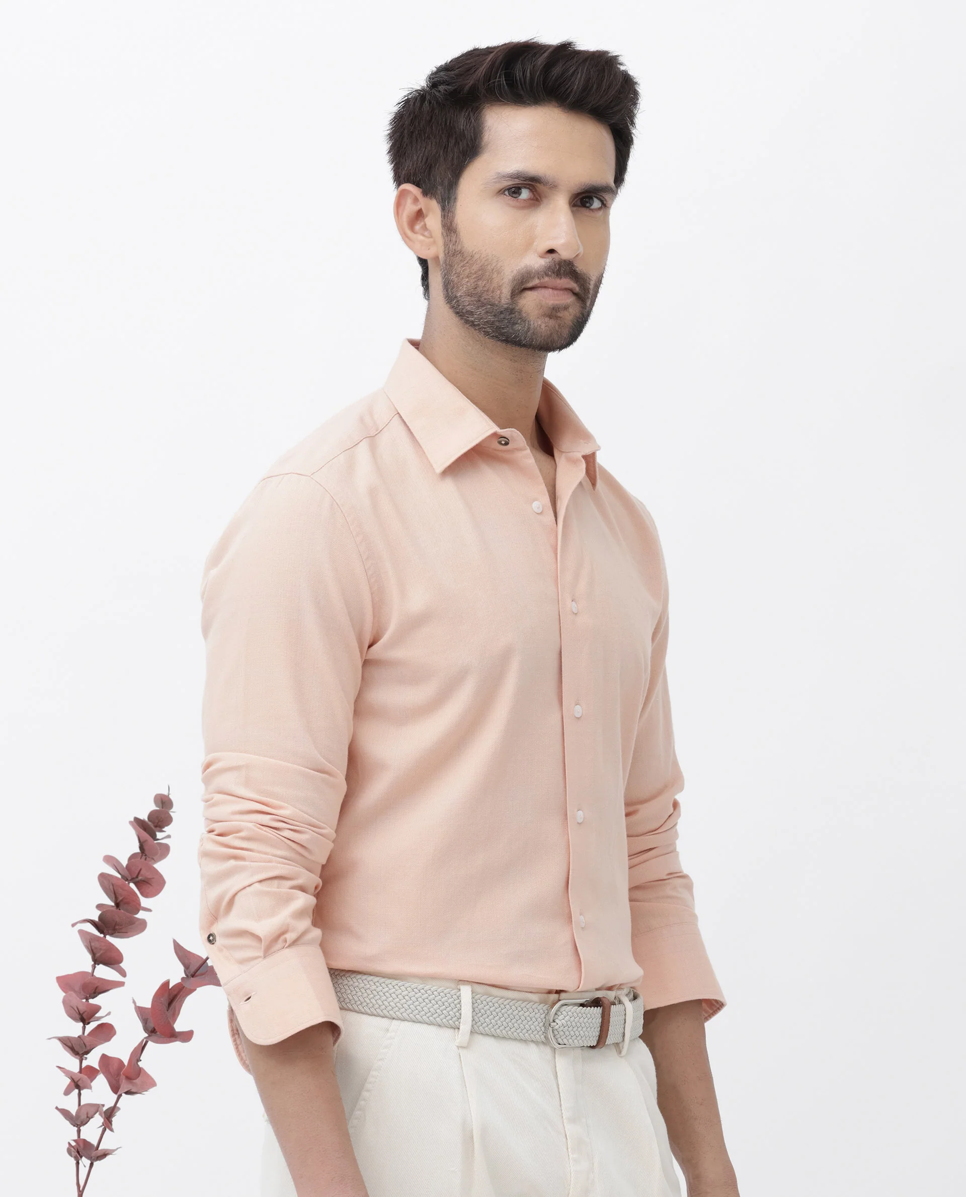 Rare Rabbit Men's Potex Peach Cotton Blend Checked Print Regular Fit Full Sleeve Collared Shirt - Image 10