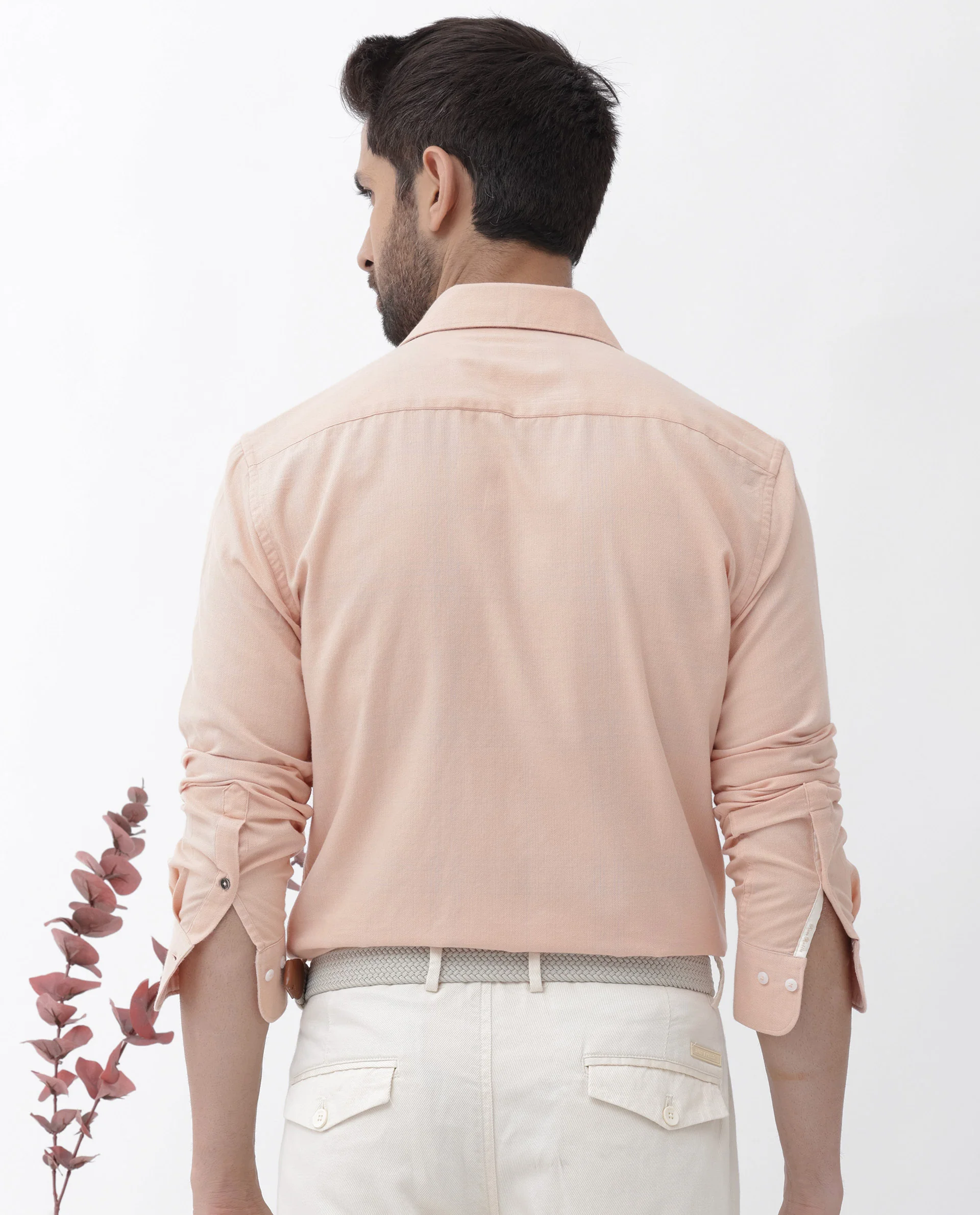 Rare Rabbit Men's Potex Peach Cotton Blend Checked Print Regular Fit Full Sleeve Collared Shirt - Image 8