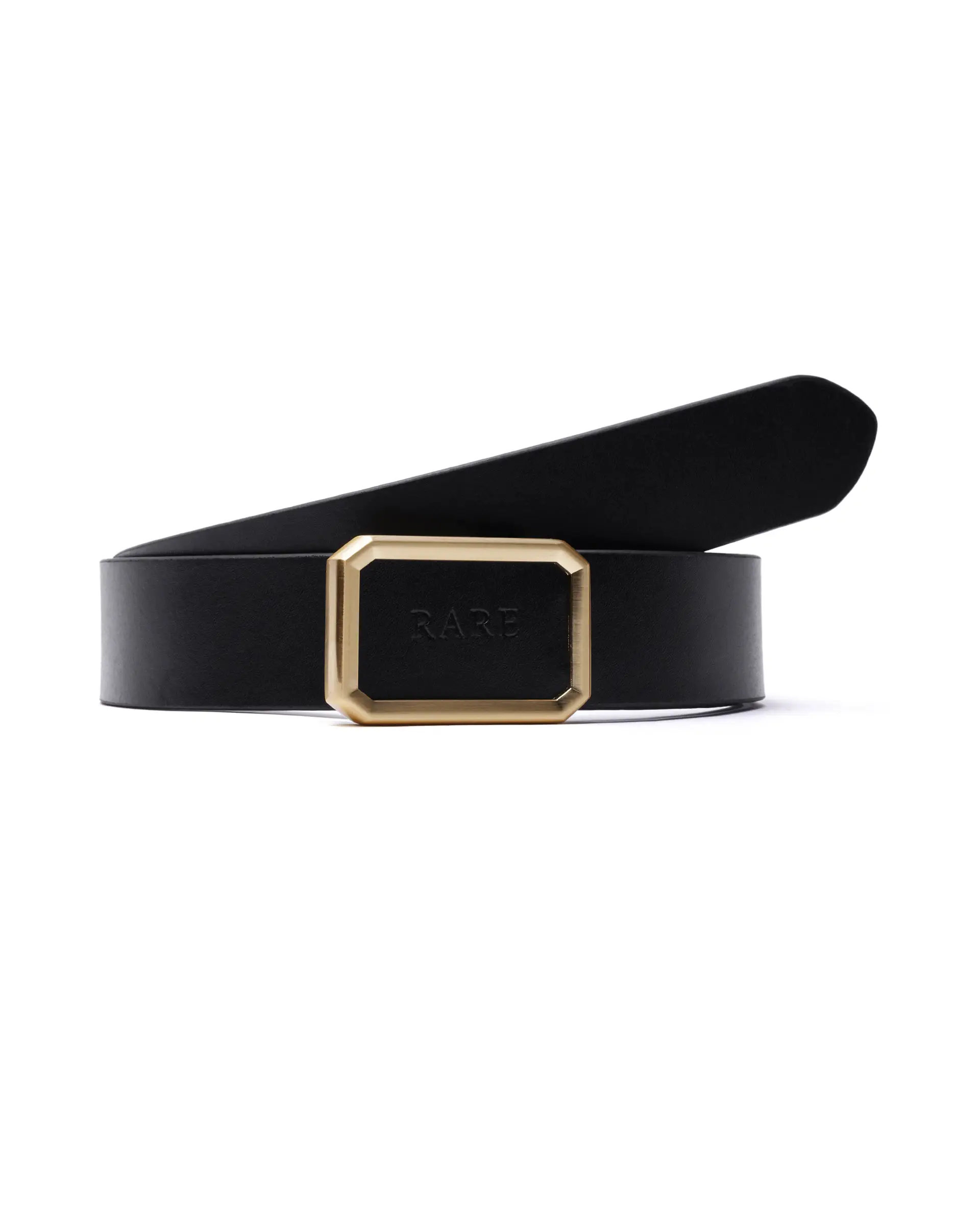 Rare Rabbit Men Poze Black Gold Leather Belt