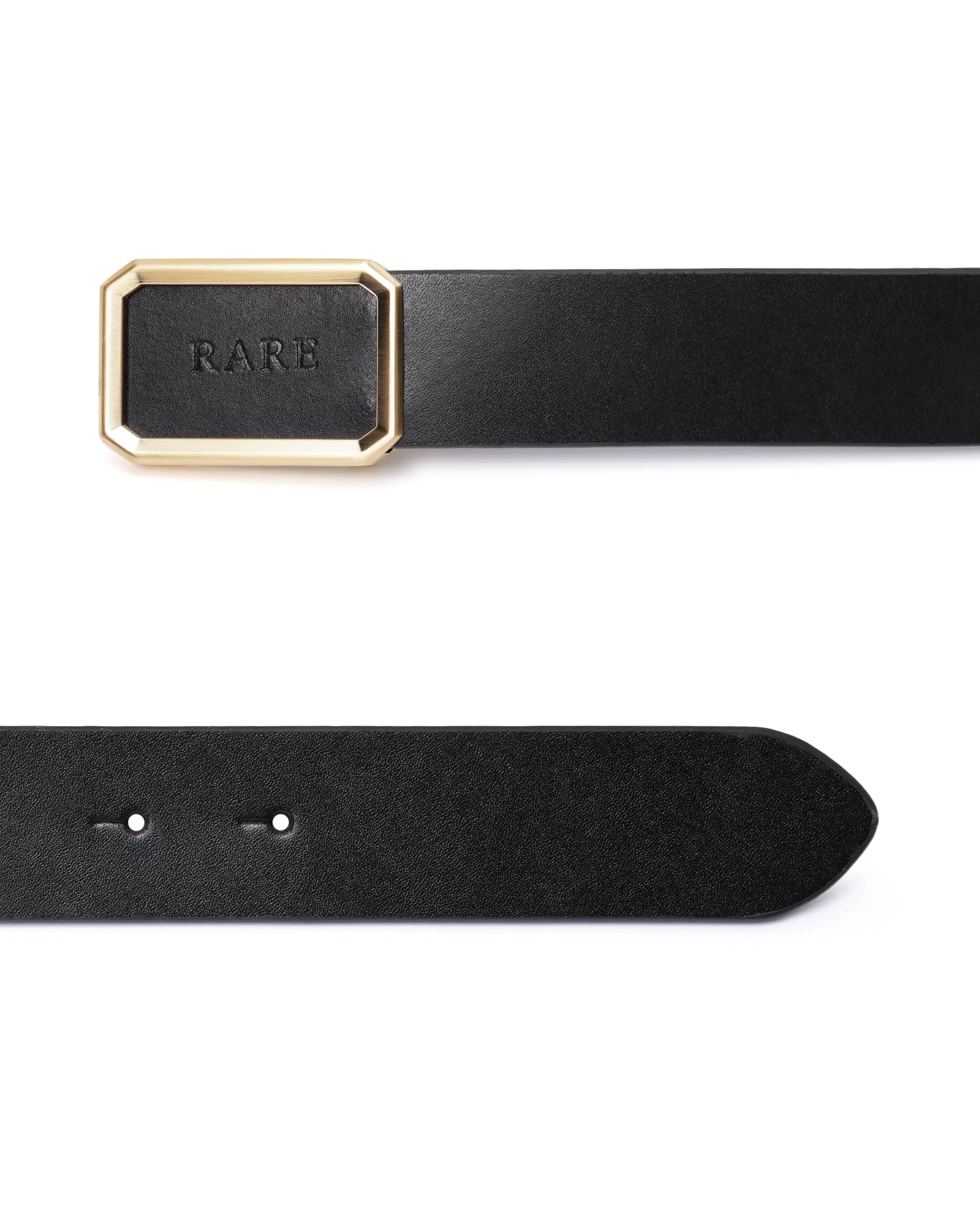 Rare Rabbit Men Poze Black Gold Leather Belt - Image 3