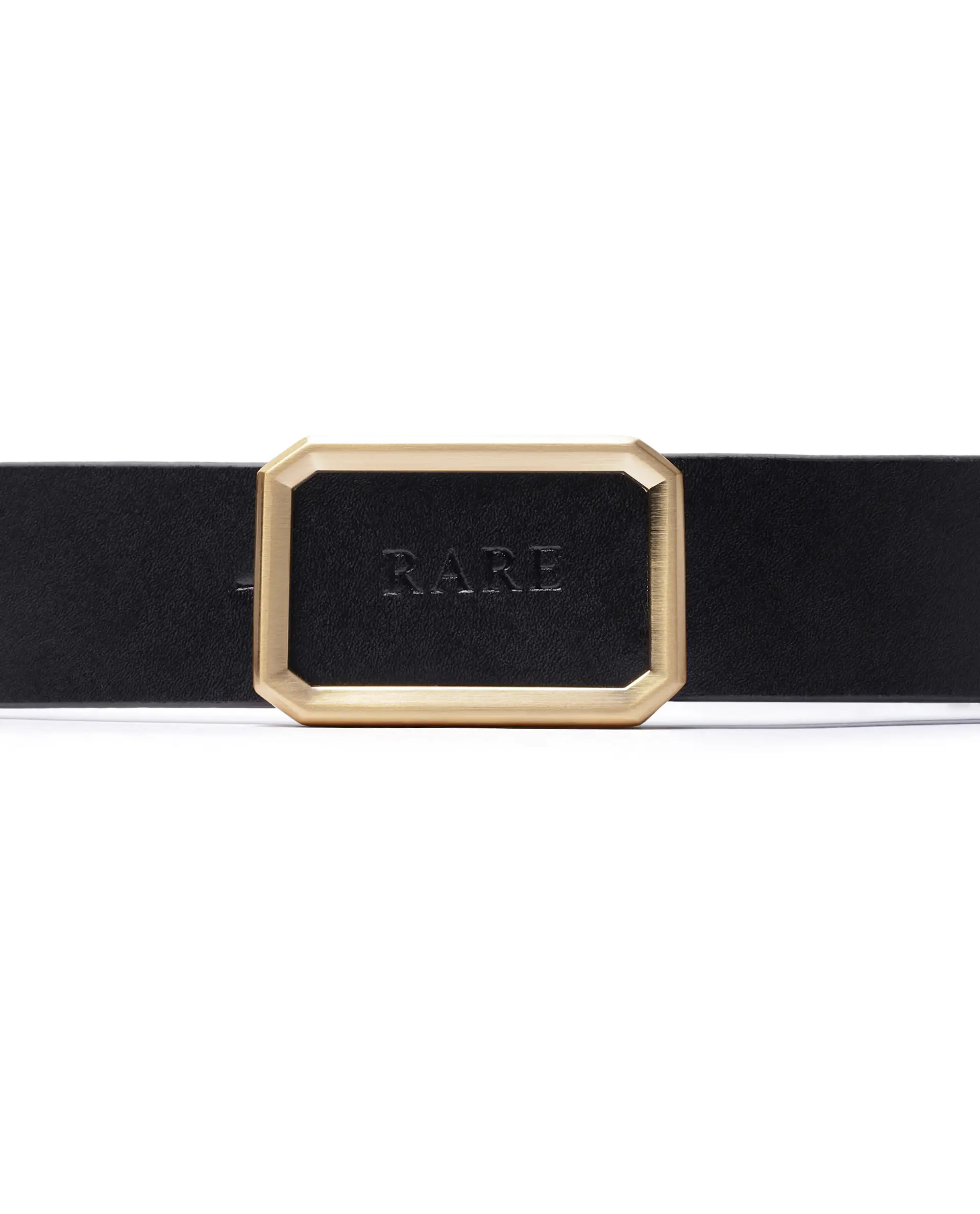 Rare Rabbit Men Poze Black Gold Leather Belt - Image 4