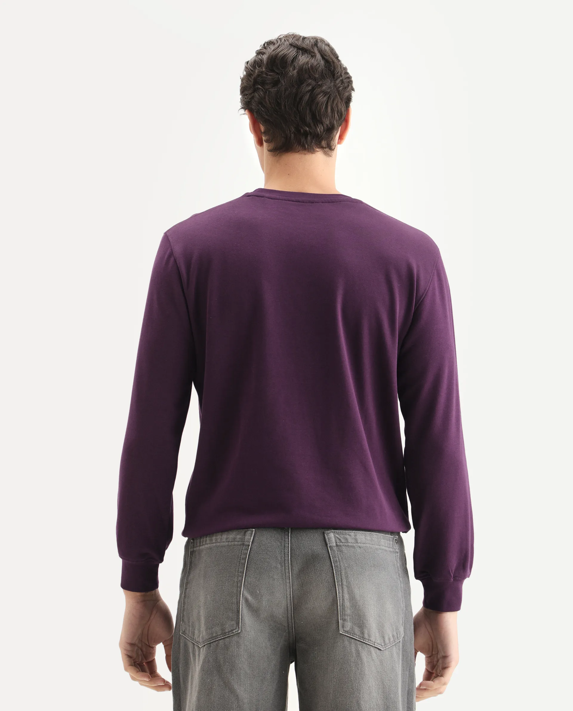Rare Rabbit Men's Praise Maroon Cotton Graphic Print Relaxed Fit Full Sleeve Crew Neck Sweatshirt - Image 7
