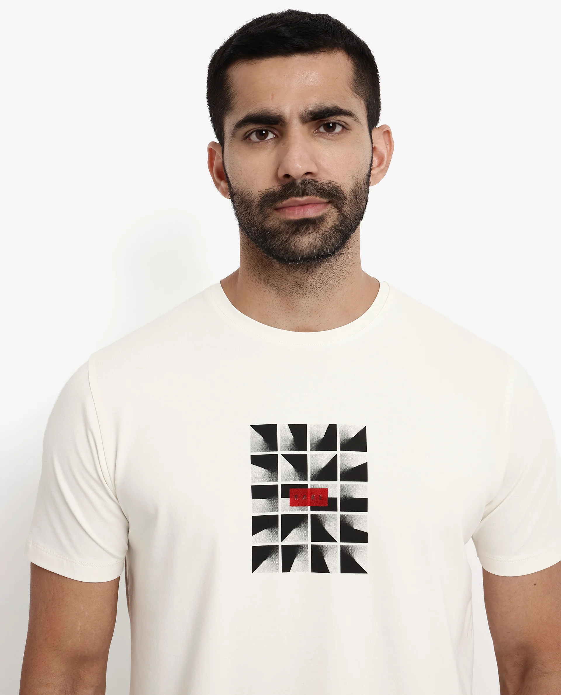Rare Rabbit Men's Pran Off White Cotton Graphic Print Regular Fit Half Sleeve Crew Neck T-Shirt - Image 4