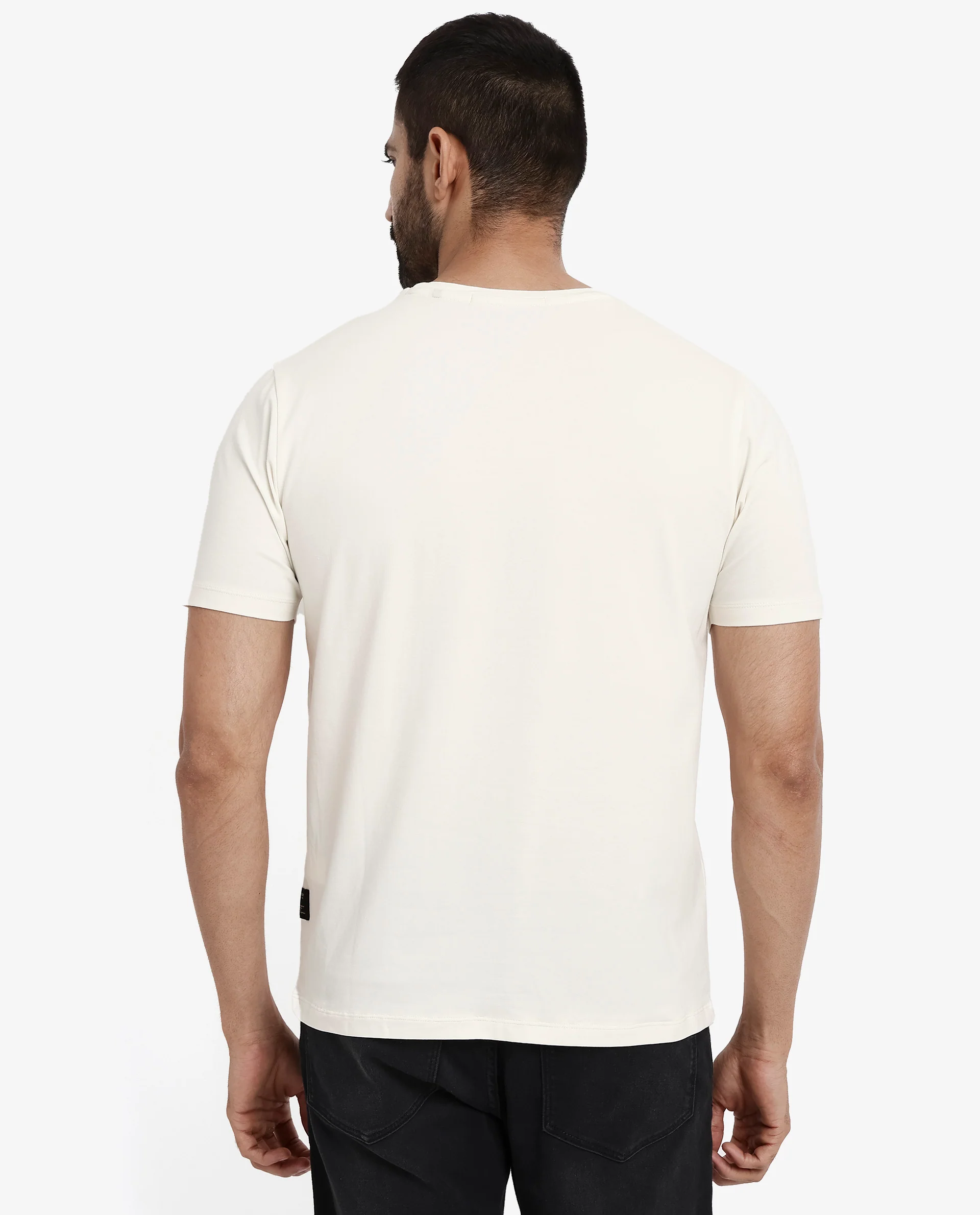 Rare Rabbit Men's Pran Off White Cotton Graphic Print Regular Fit Half Sleeve Crew Neck T-Shirt - Image 7