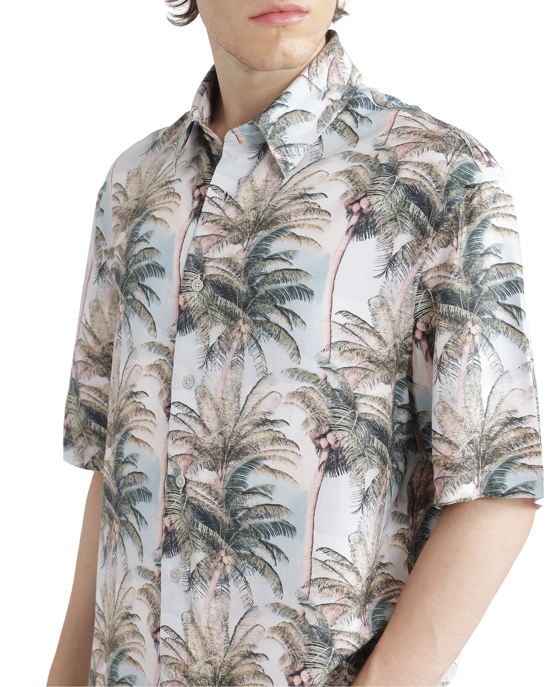 Rare Rabbit Men's Pratts Off White Cotton Abstract Print Regular Fit Half Sleeve Collared Shirt - Image 7