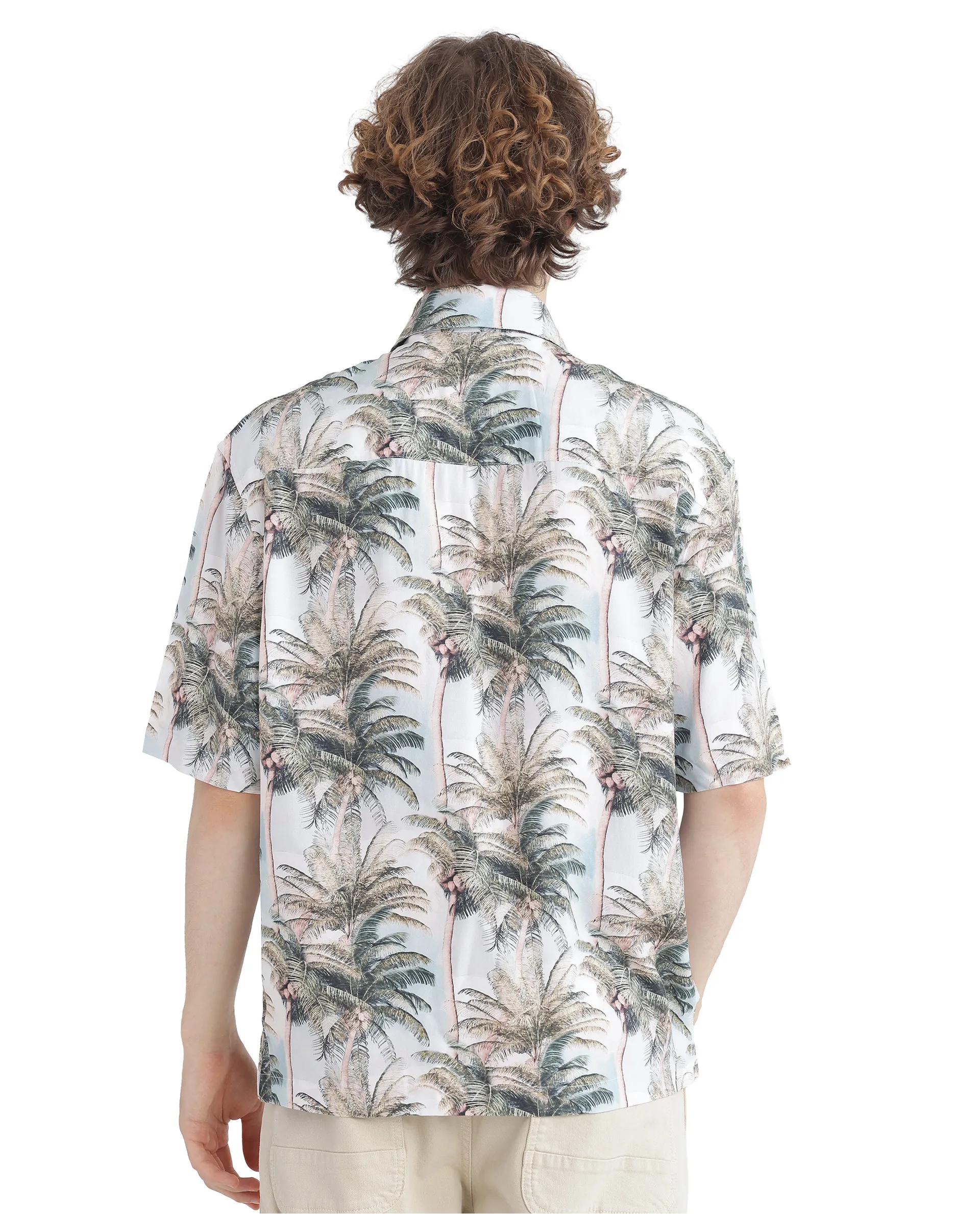 Rare Rabbit Men's Pratts Off White Cotton Abstract Print Regular Fit Half Sleeve Collared Shirt - Image 8