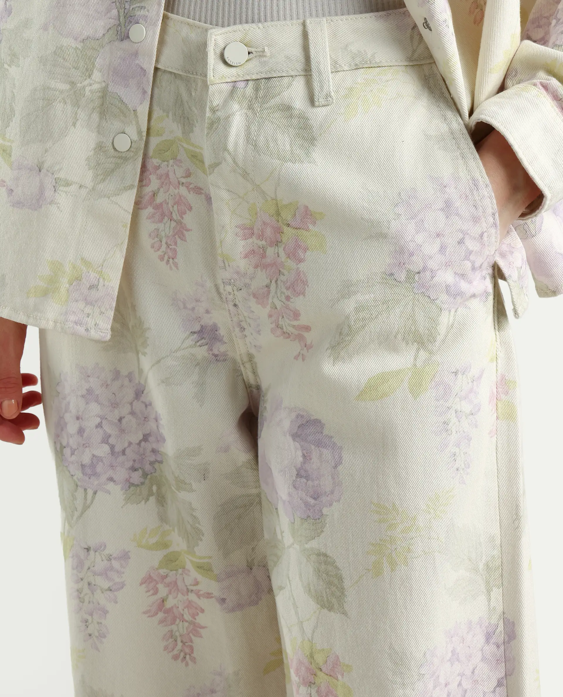 Rareism Women's Prebin-B Multi Cotton Floral Print Ankle Length Wide Trouser - Image 4