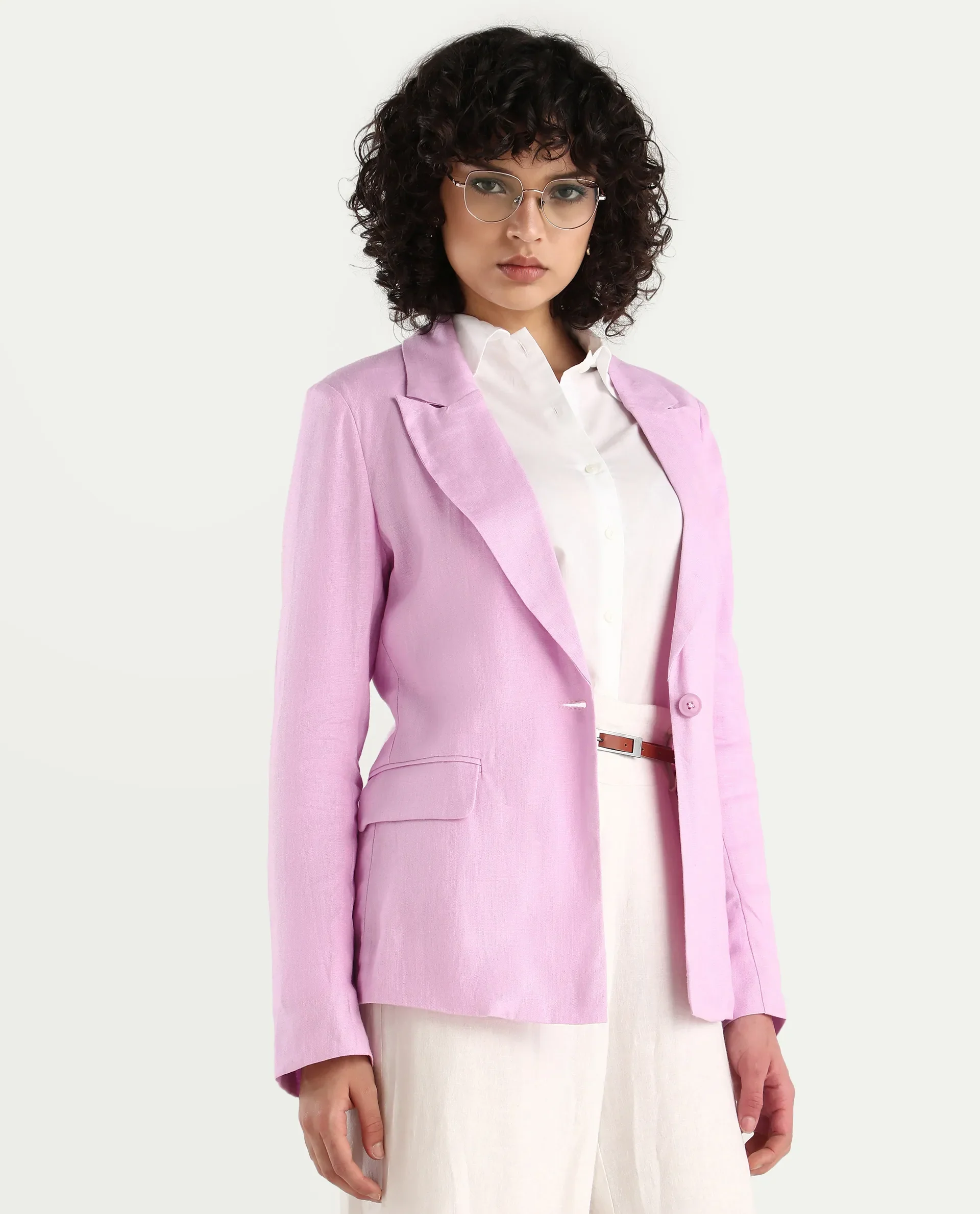 Rareism Women's Precy Pink Viscose Blend Lapel Neck Plain Regular Fit Blazer - Image 2