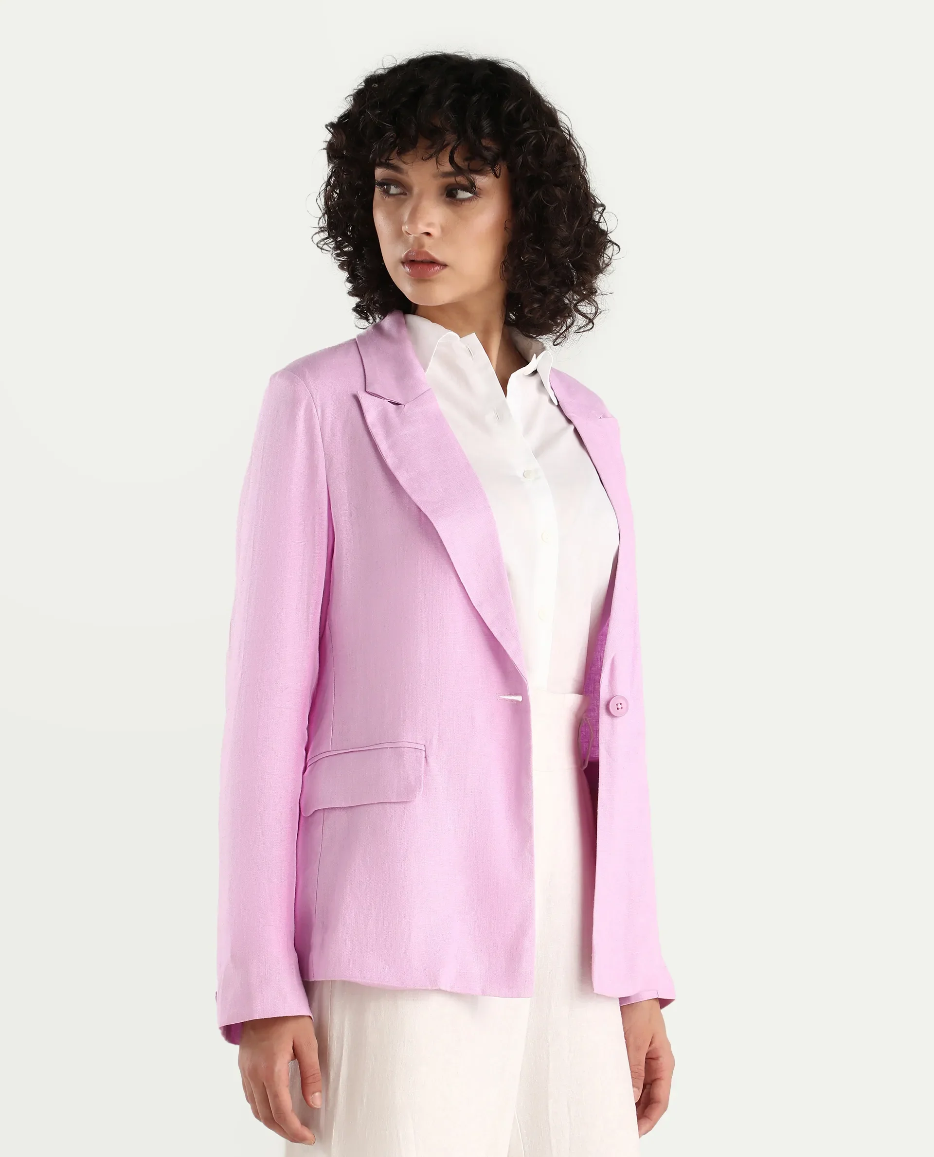 Rareism Women's Precy Pink Viscose Blend Lapel Neck Plain Regular Fit Blazer - Image 6