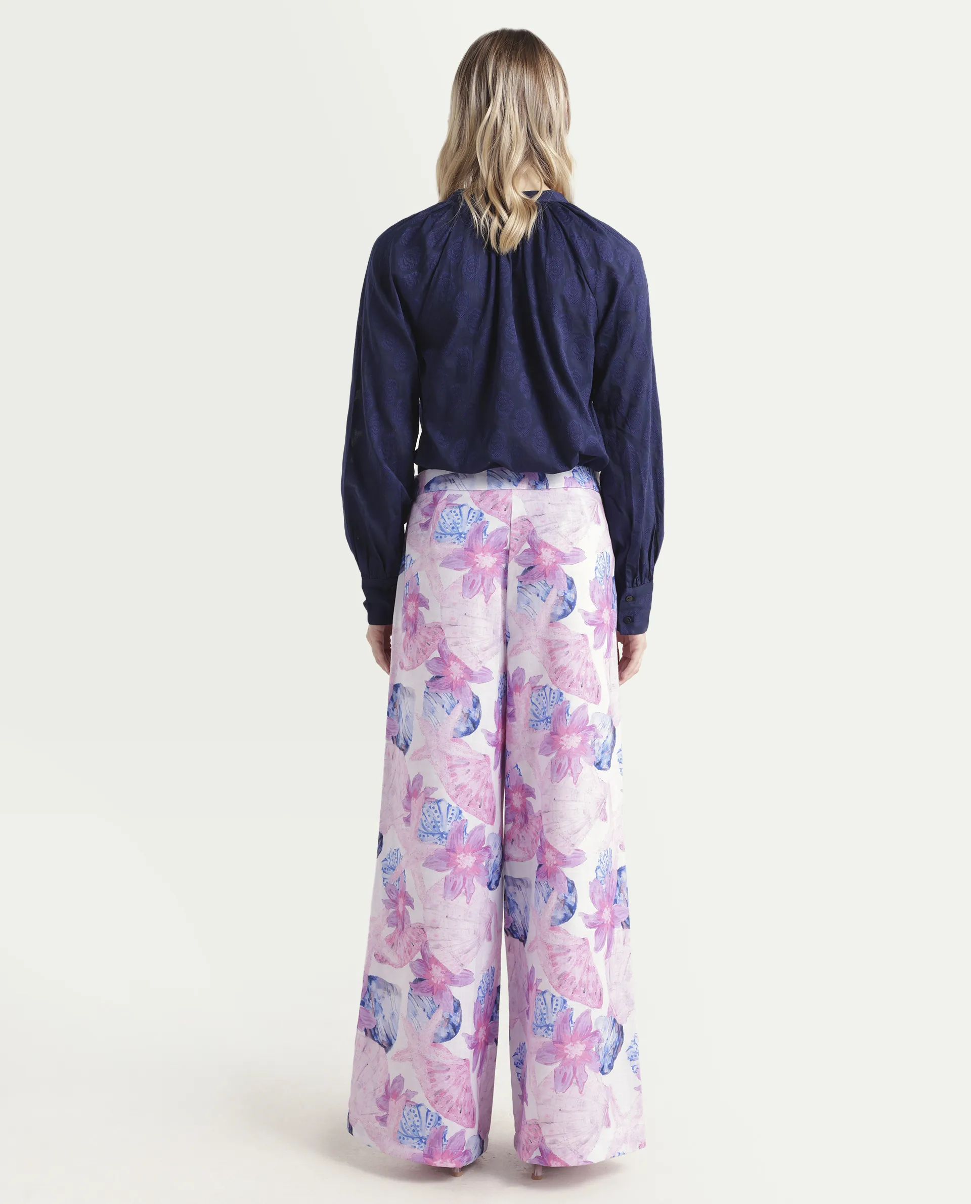 Rareism Women's Predin B Multi Polyester Abstract Print Ankle Length Wide Trouser - Image 7