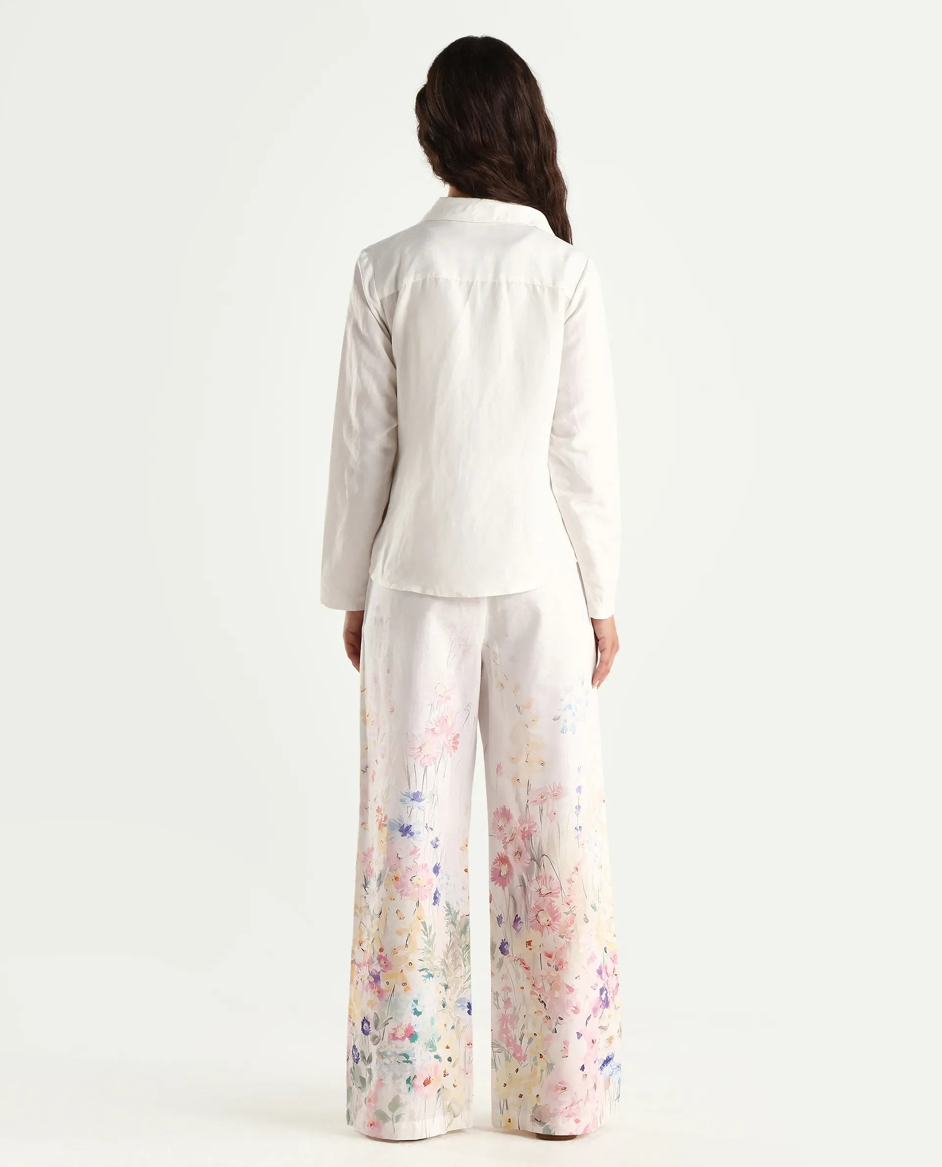 Rareism Women's Prejino White Cotton Floral Print Ankle Length Straight Fit Trouser - Image 7