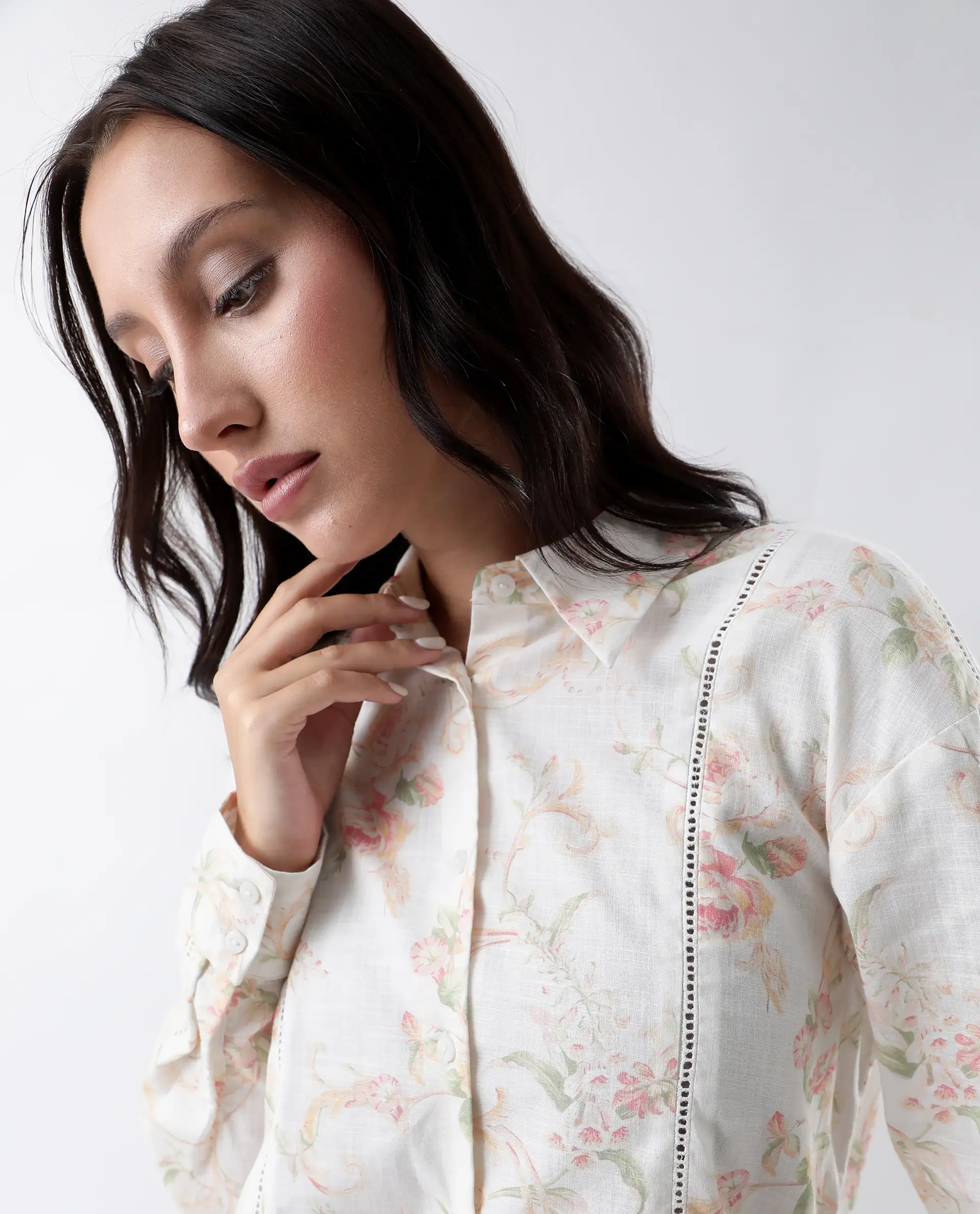 Rareism Women's Prejol Multi Cotton Spread Collar Floral Print Cuffed Sleeve Regular Fit Shirt - Image 2