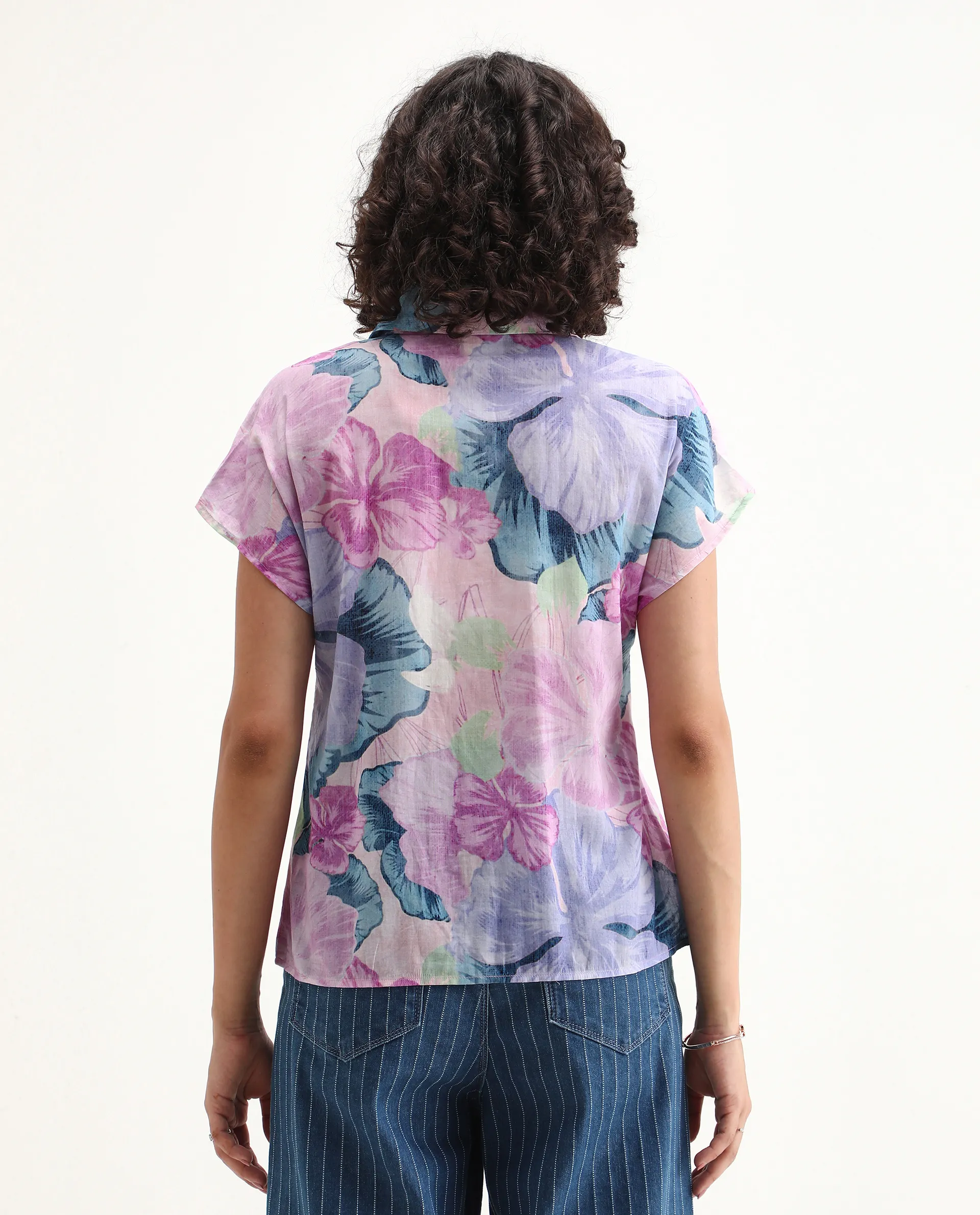Rareism Women's Prell Multi Cotton Spread Collar Floral Print Sleeveless Regular Fit Top - Image 4