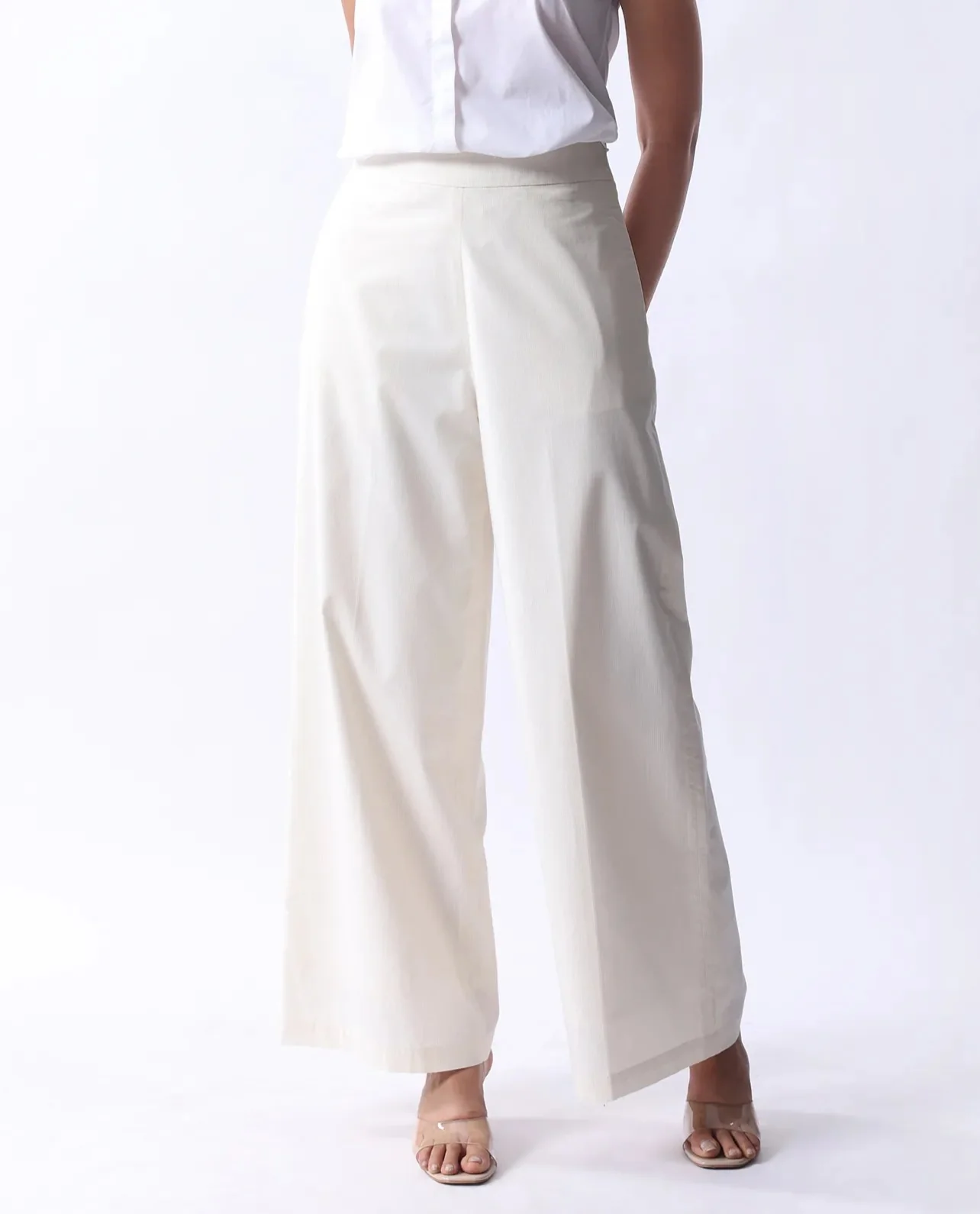 Rareism Women's Prenta B Beige Cotton Striped Ankle Length Straight Fit Trouser - Image 2