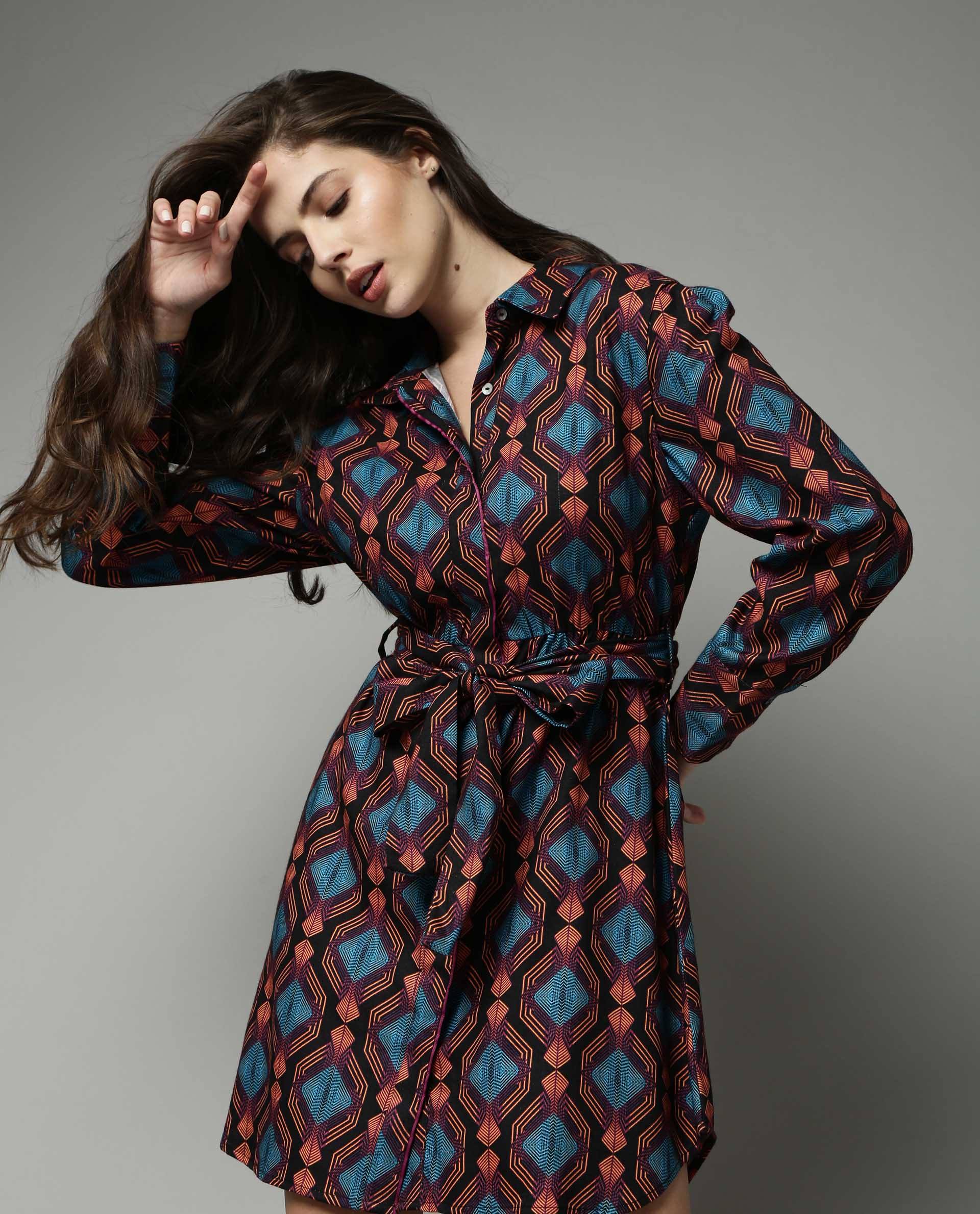 Rareism Women Prep Black Dress Full Sleeves Printed - Image 3