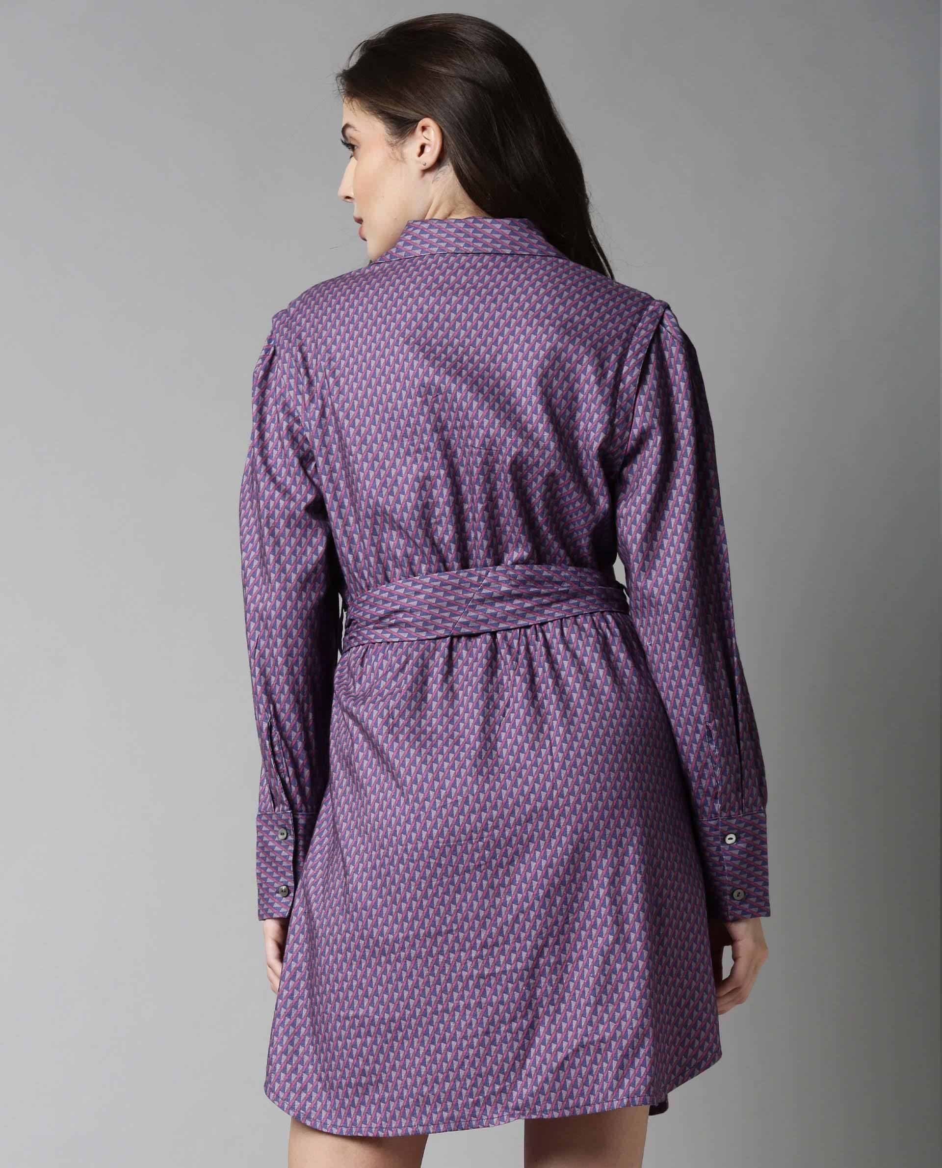 Rareism Women Prep Pink Dress Full Sleeves Printed - Image 4