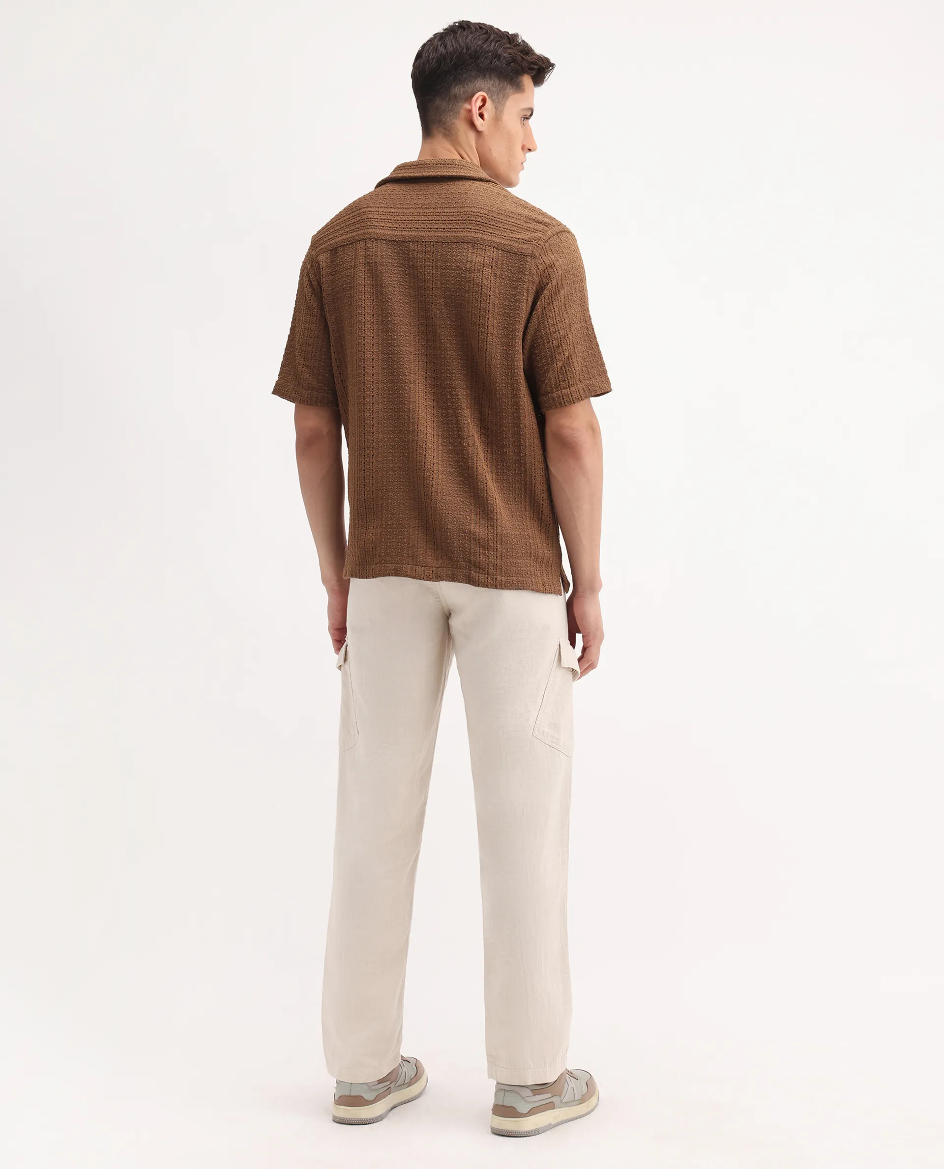 Rare Rabbit Men's Presso-25 Beige Cotton Plain Relaxed Fit Trouser - Image 8