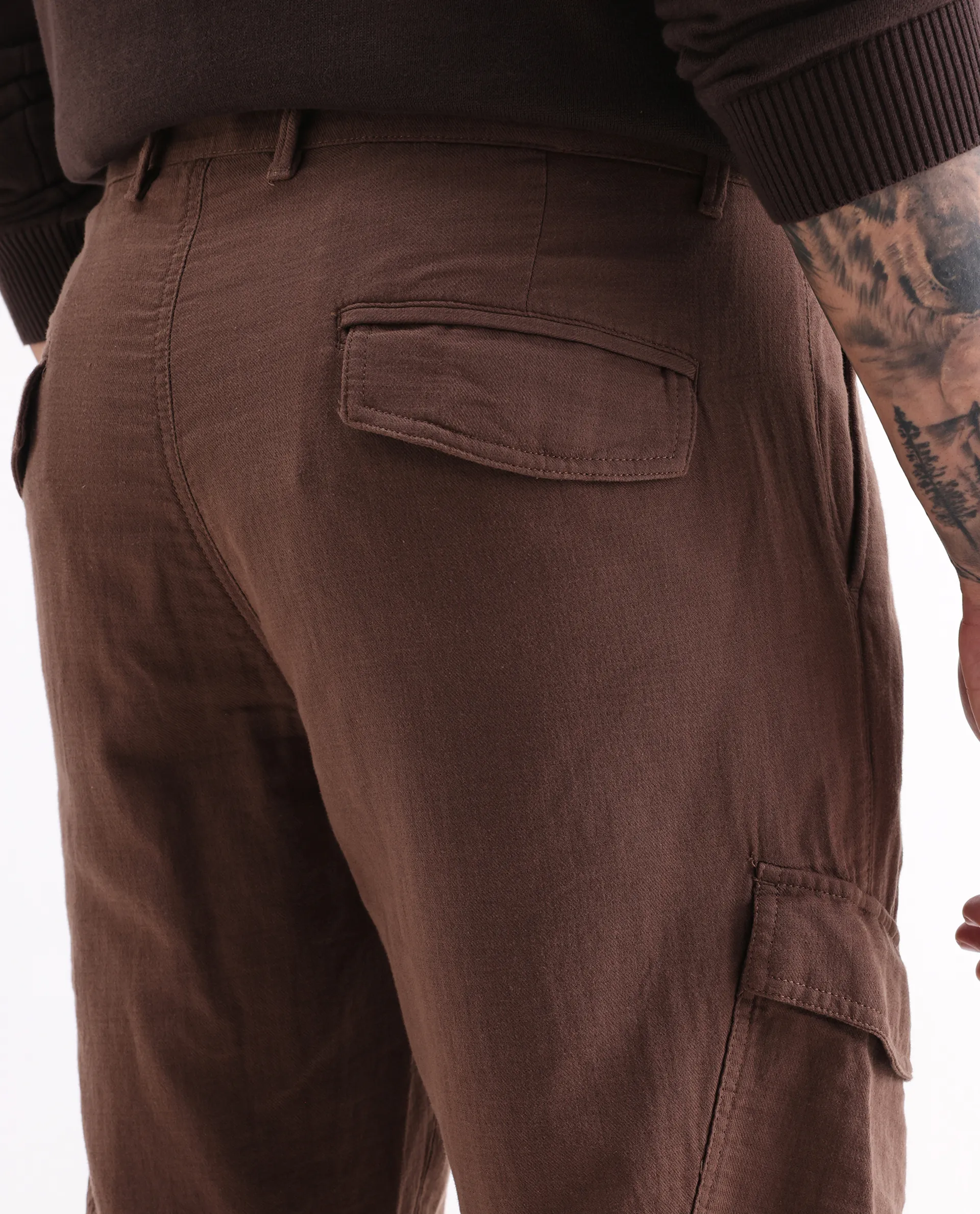 Rare Rabbit Men's Presso 25 Dusky Brown Cotton Plain Relaxed Fit Trouser - Image 6