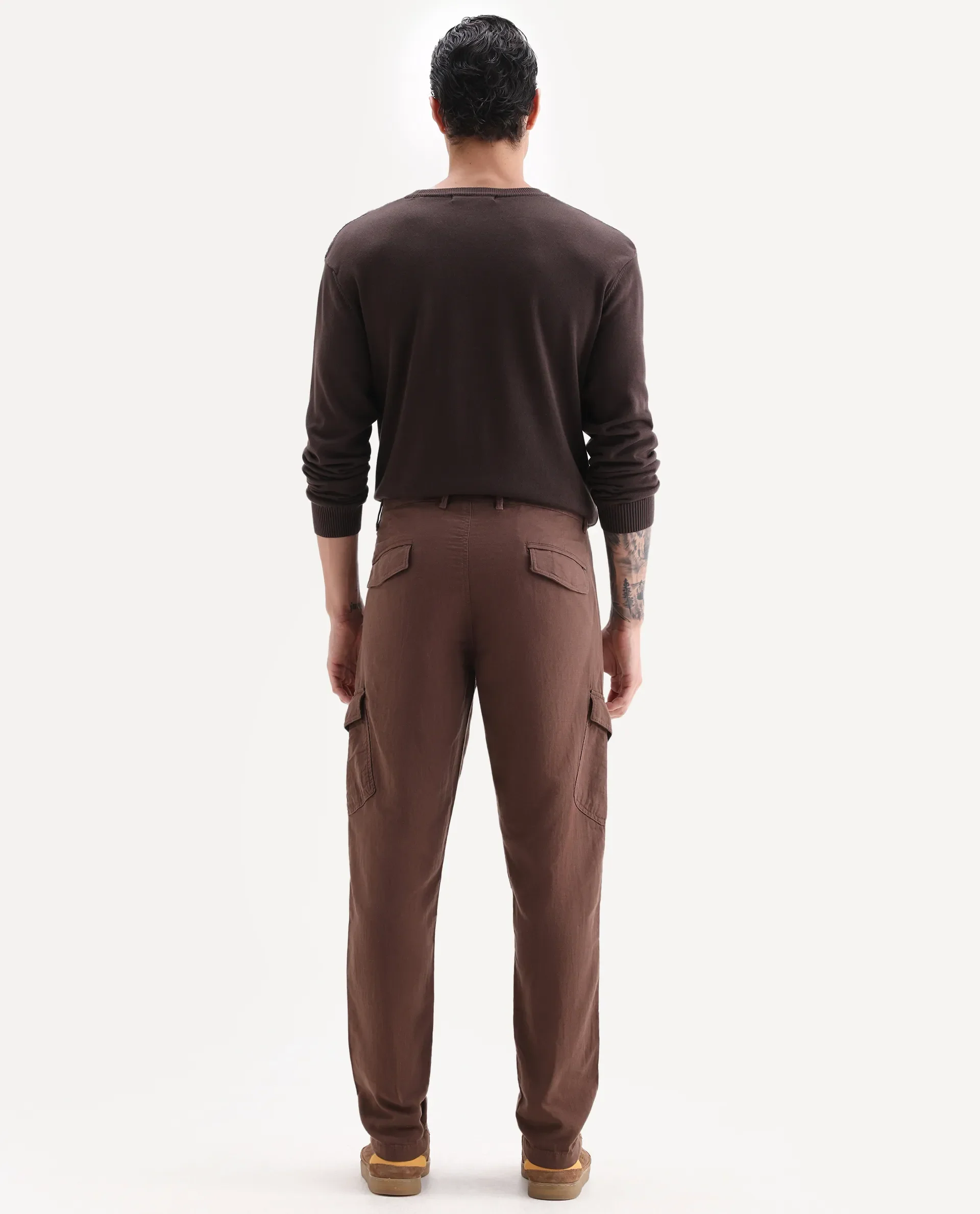 Rare Rabbit Men's Presso 25 Dusky Brown Cotton Plain Relaxed Fit Trouser - Image 8