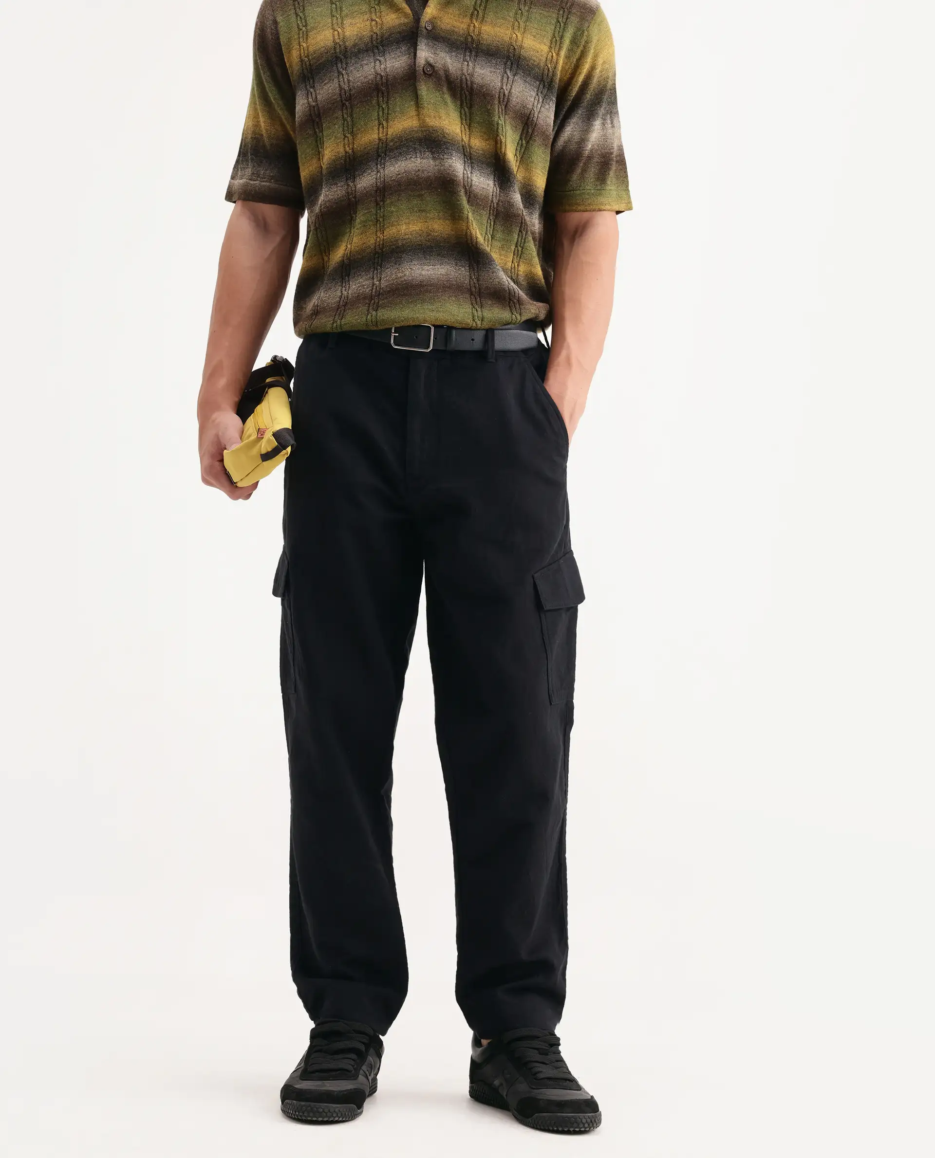 Rare Rabbit Men's Presso-Aw26 Black Cotton Fabric Regular Fit Plain Trouser - Image 2