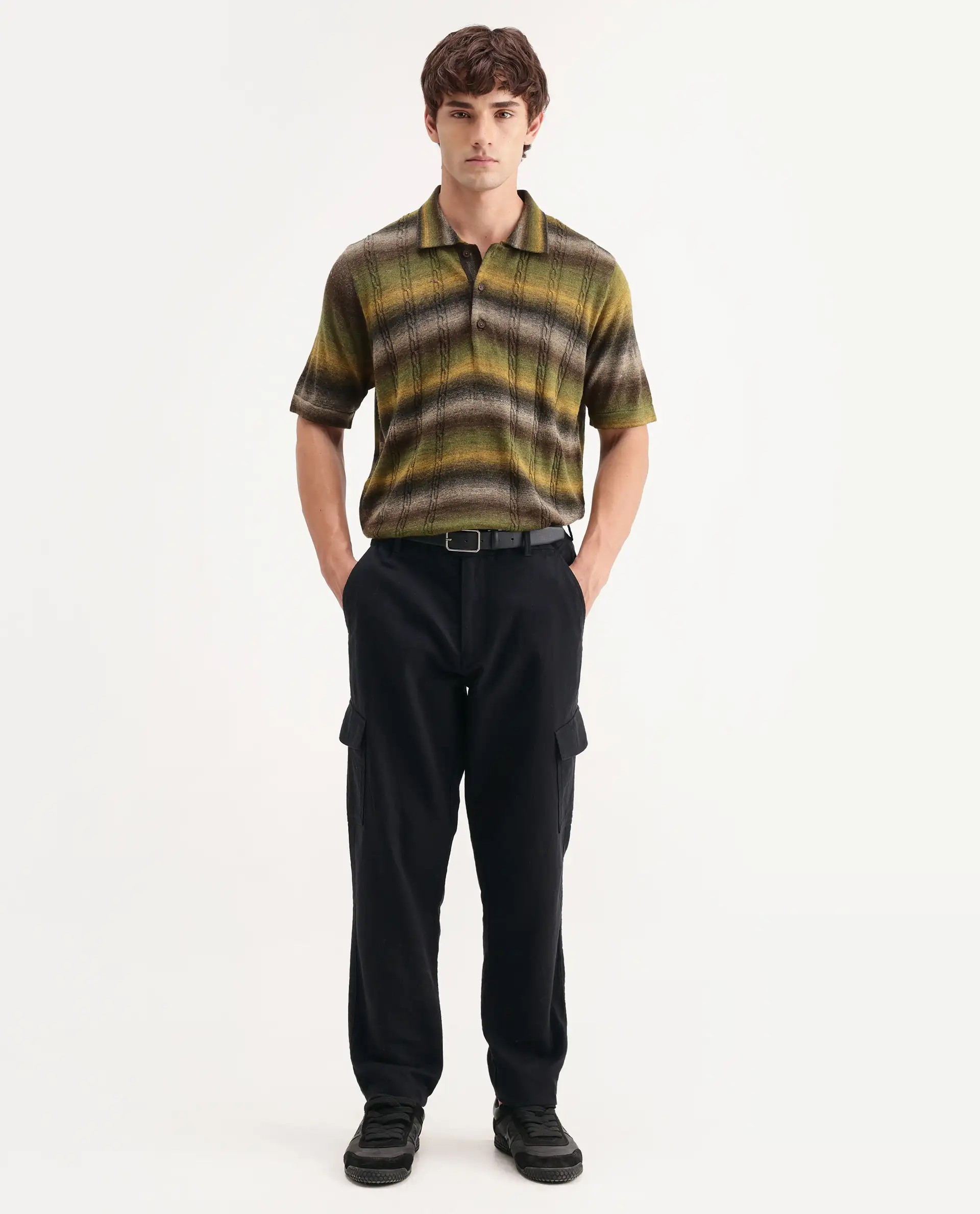 Rare Rabbit Men's Presso-Aw26 Black Cotton Fabric Regular Fit Plain Trouser - Image 4