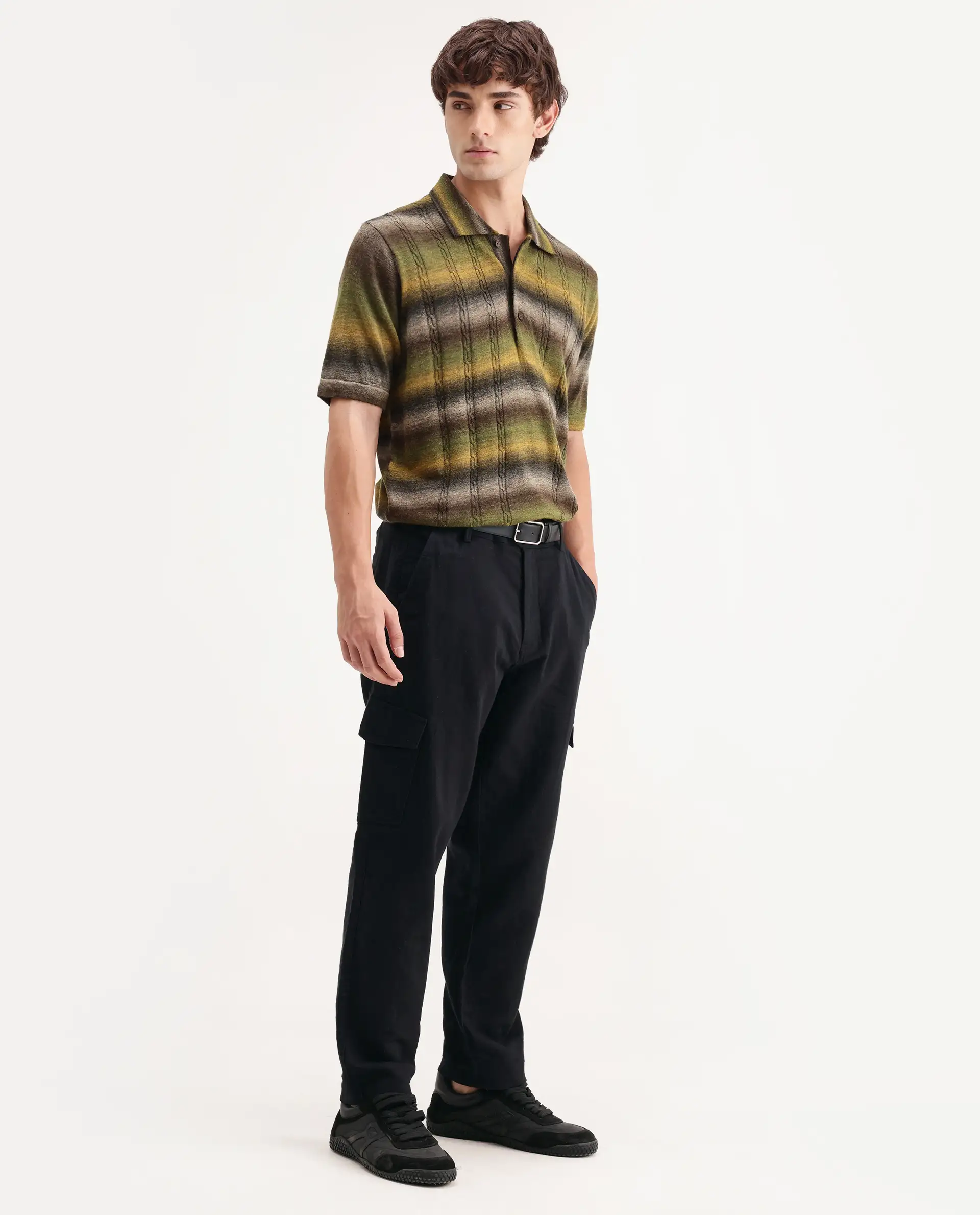 Rare Rabbit Men's Presso-Aw26 Black Cotton Fabric Regular Fit Plain Trouser - Image 5