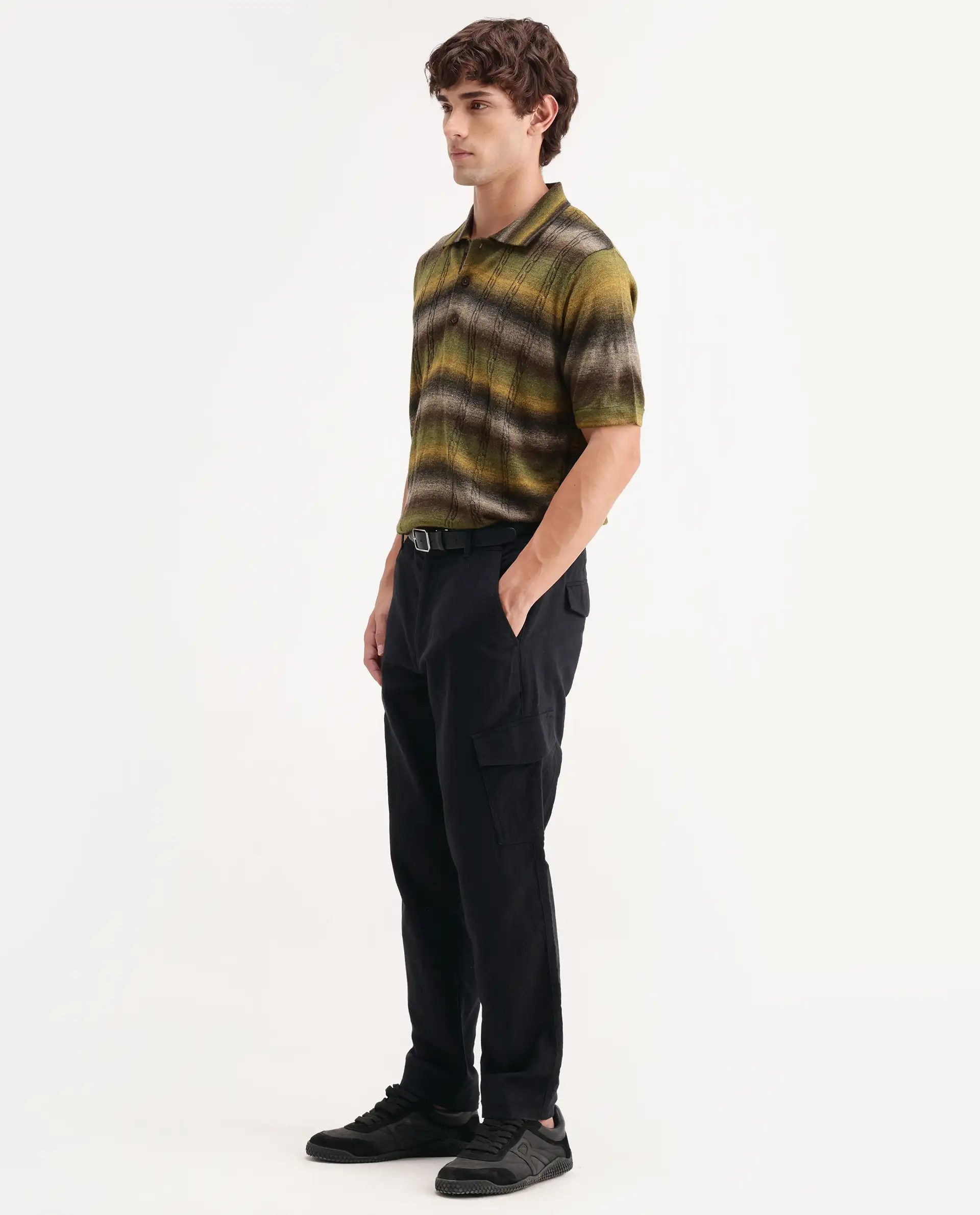 Rare Rabbit Men's Presso-Aw26 Black Cotton Fabric Regular Fit Plain Trouser - Image 6