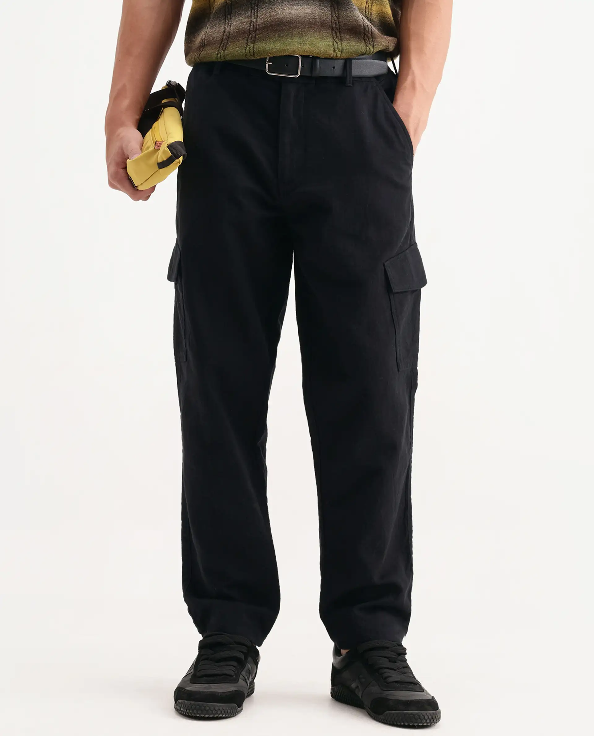 Rare Rabbit Men's Presso-Aw26 Black Cotton Fabric Regular Fit Plain Trouser - Image 8
