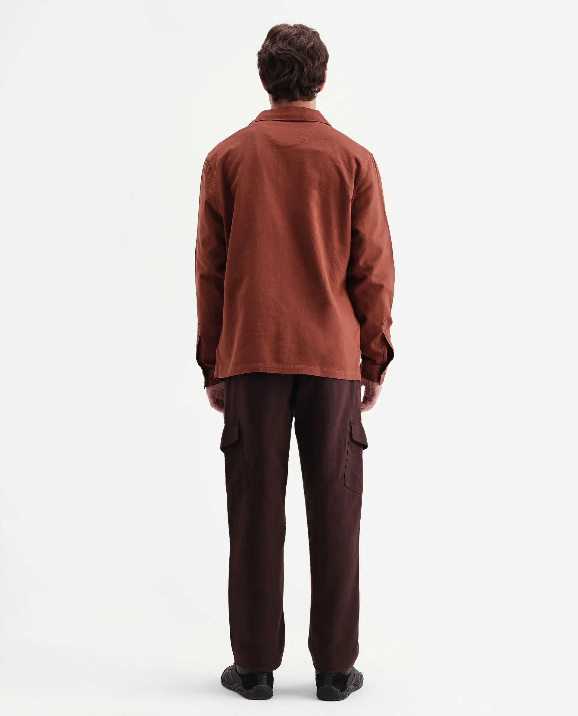 Rare Rabbit Men's Presso-Aw26 Dark Brown Cotton Fabric Regular Fit Plain Trouser - Image 6
