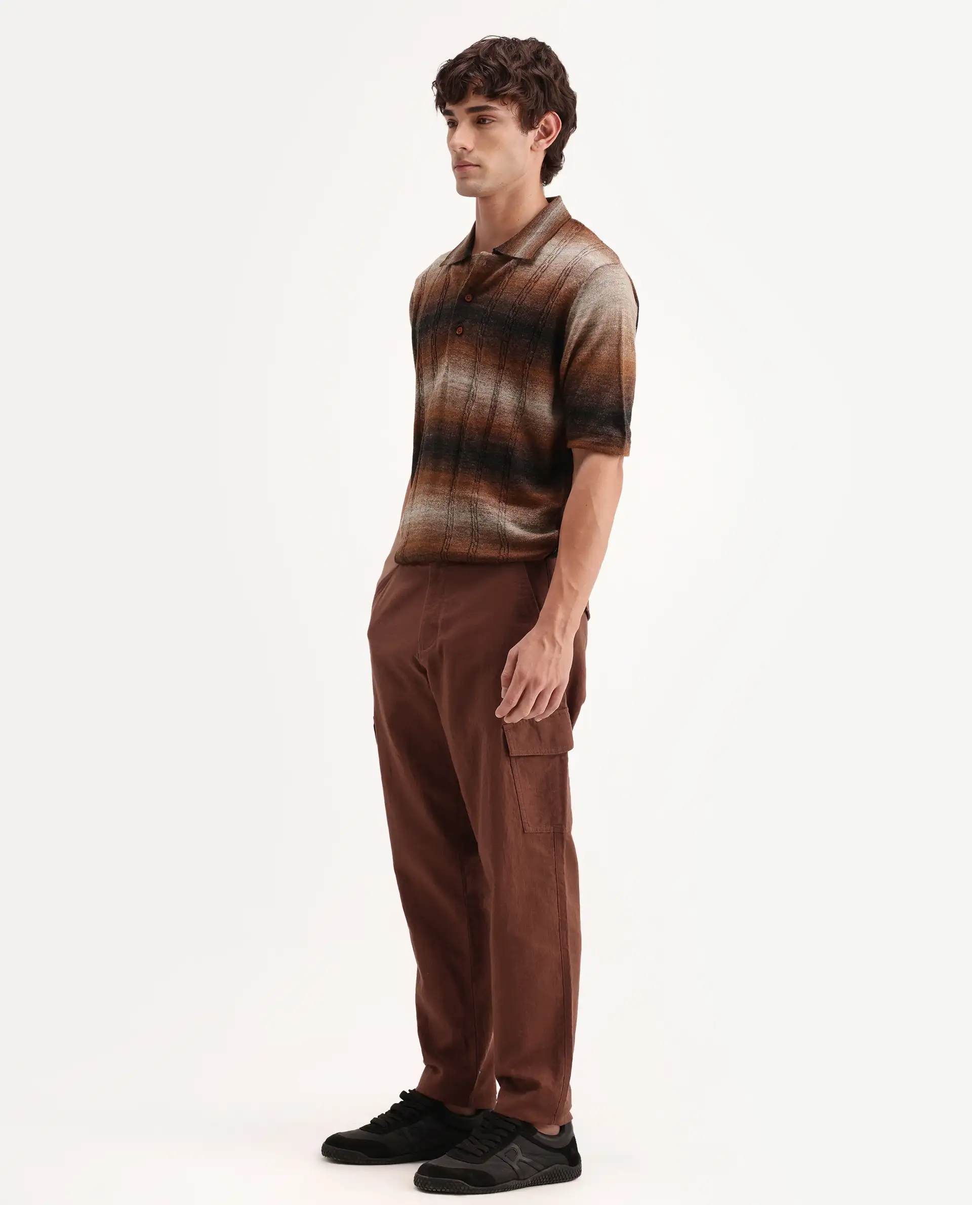 Rare Rabbit Men's Presso-Aw26 Rust Cotton Fabric Regular Fit Plain Trouser - Image 6