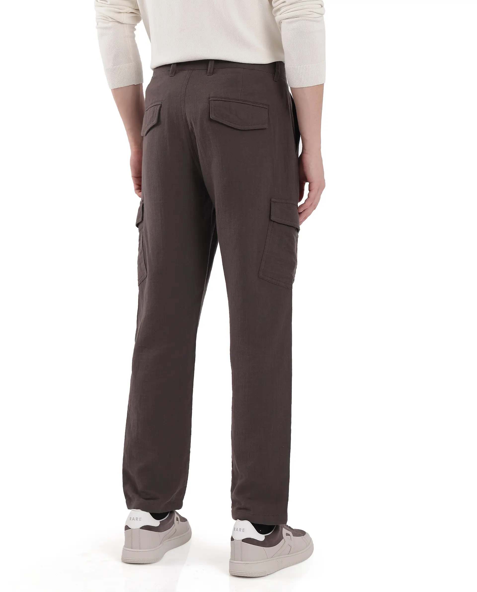 Rare Rabbit Men's Presso Dusky Brown Cotton Plain Relaxed Fit Trouser - Image 6