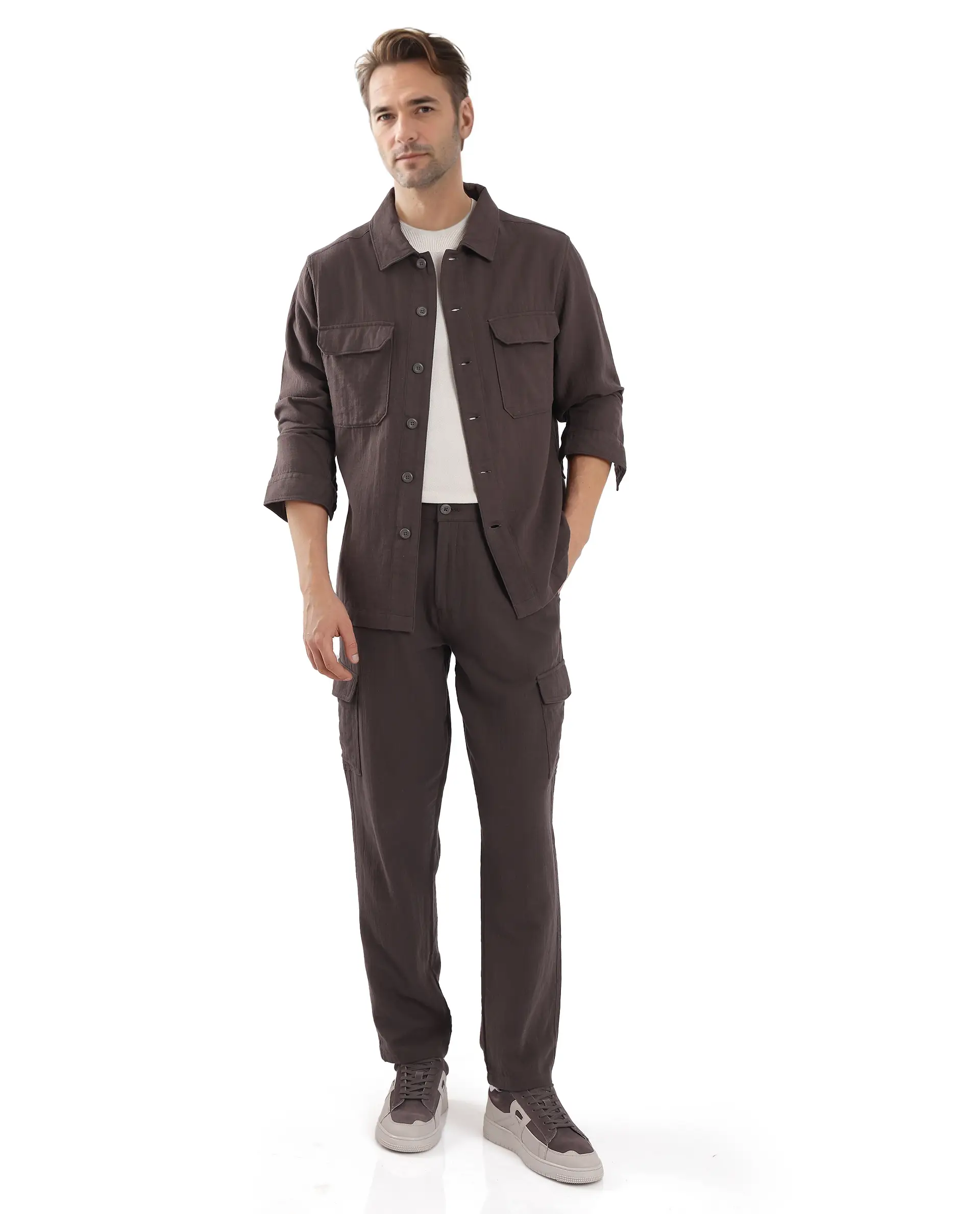 Rare Rabbit Men's Presso Dusky Brown Cotton Plain Relaxed Fit Trouser - Image 7