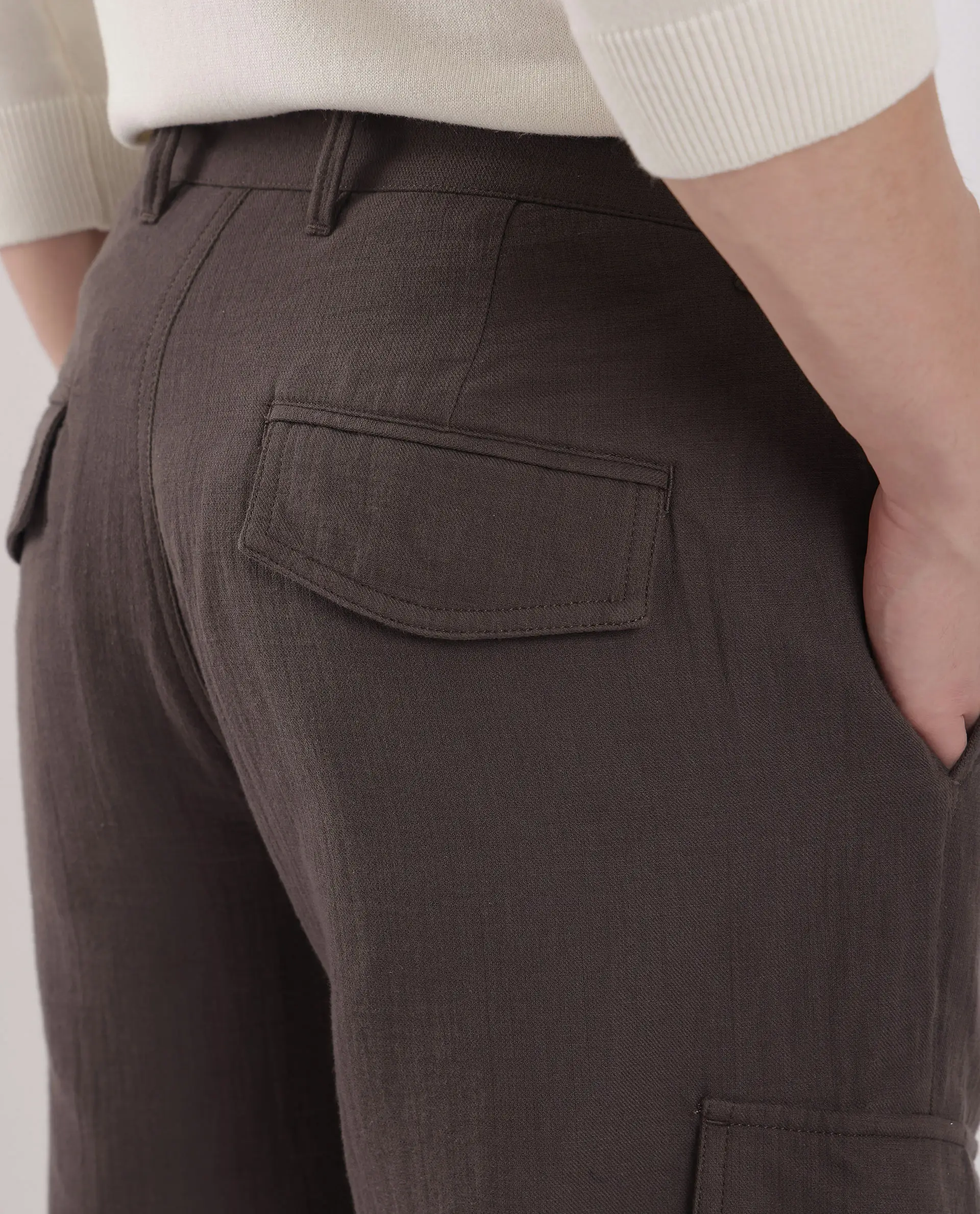 Rare Rabbit Men's Presso Dusky Brown Cotton Plain Relaxed Fit Trouser - Image 8