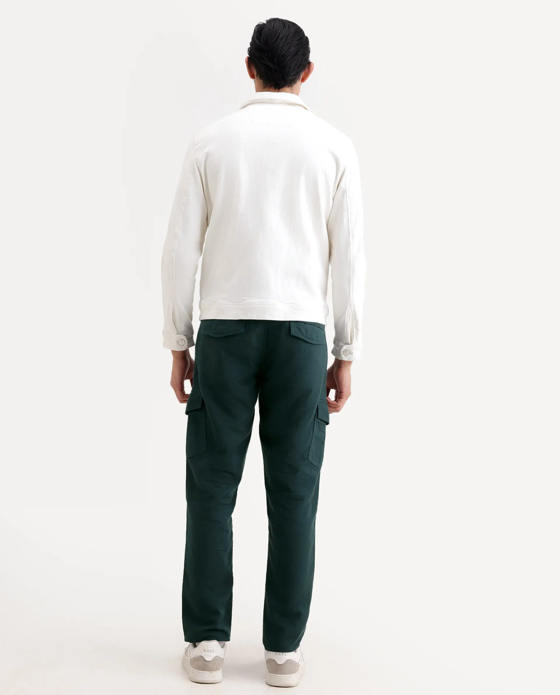 Rare Rabbit Men's Presso-Ss26 Dark Green Cotton Fabric Regular Fit Plain Cargo Trouser - Image 7