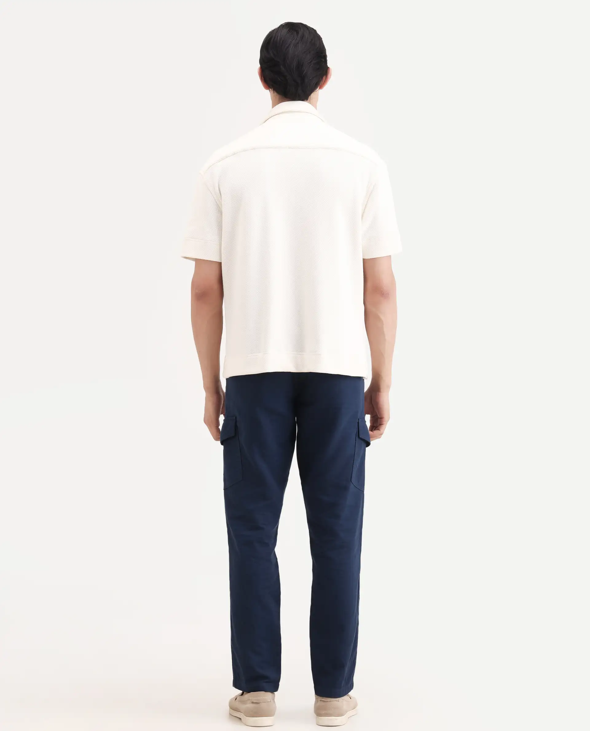 Rare Rabbit Men's Presso-Ss26 Dark Teal Cotton Fabric Regular Fit Plain Cargo Trouser - Image 7