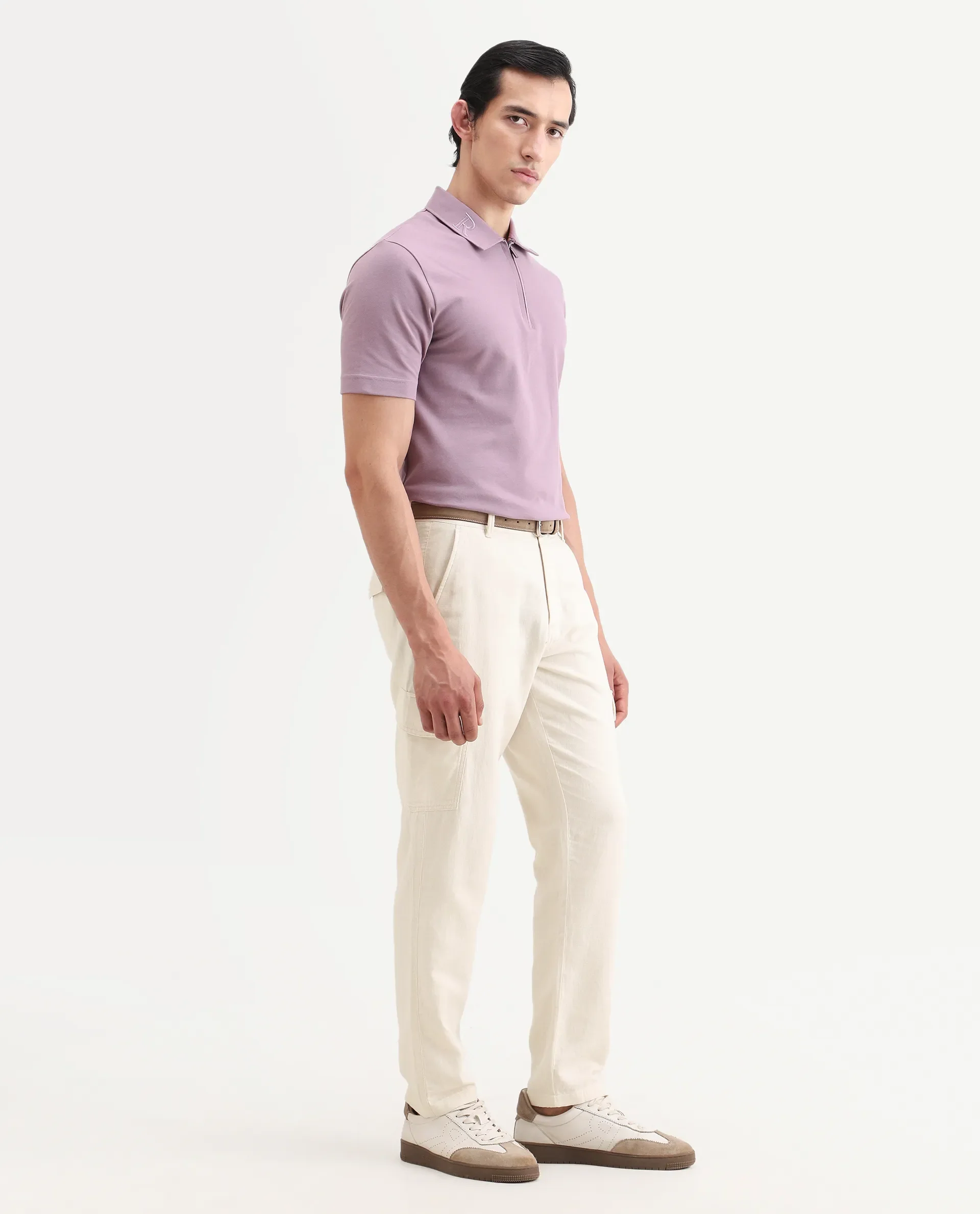 Rare Rabbit Men's Presso-Ss26 Light Beige Cotton Fabric Regular Fit Plain Cargo Trouser - Image 7