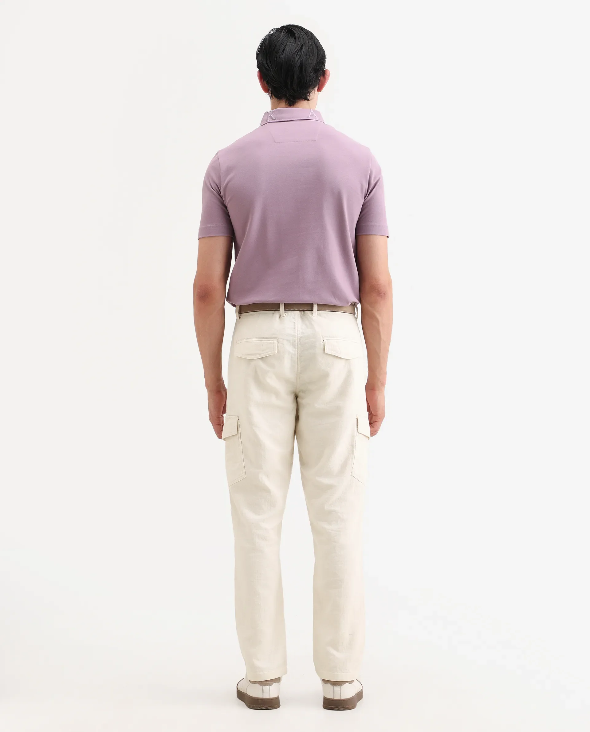 Rare Rabbit Men's Presso-Ss26 Light Beige Cotton Fabric Regular Fit Plain Cargo Trouser - Image 8