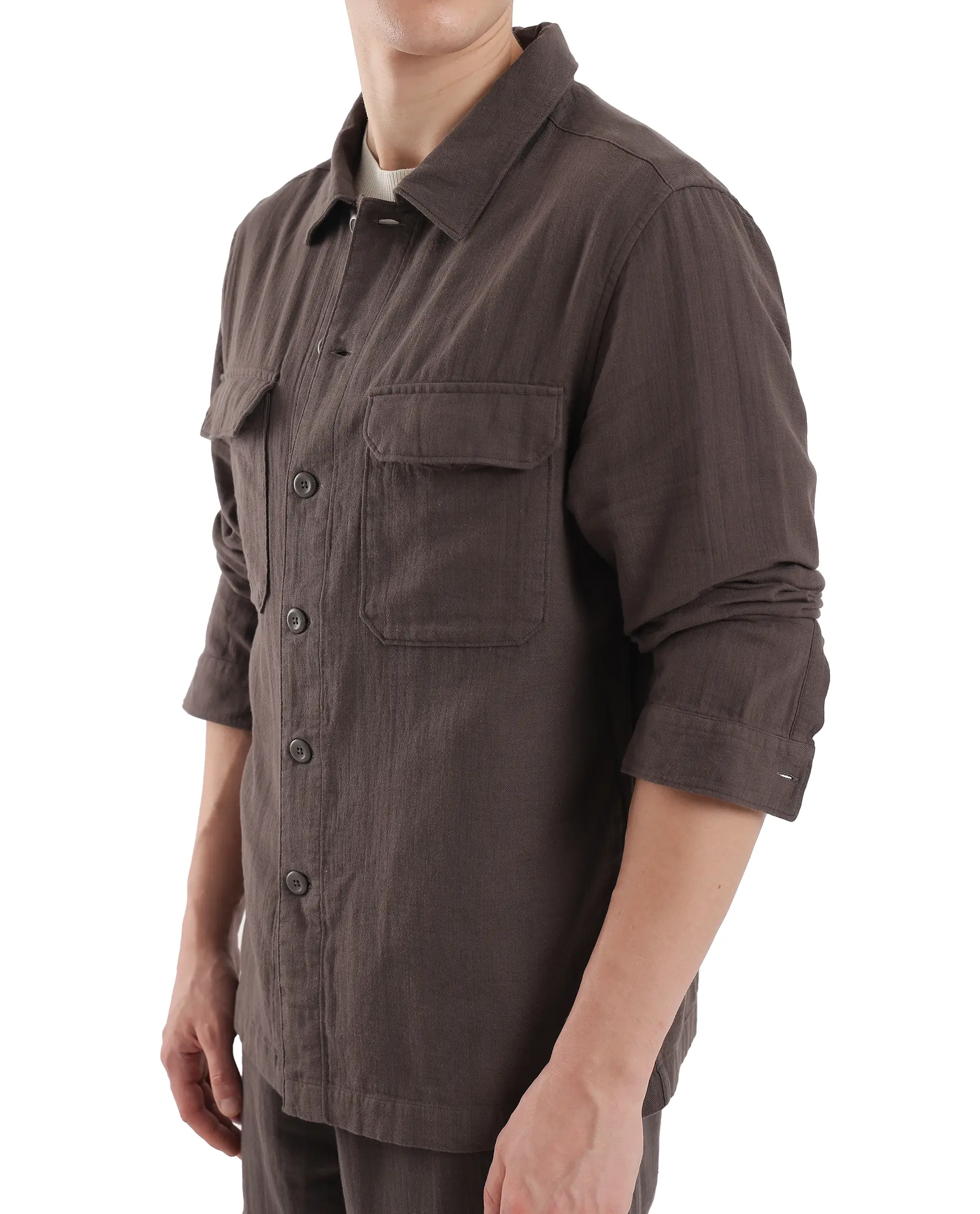 Rare Rabbit Men's Prest Dusky Brown Cotton Plain Regular Fit Full Sleeve Collared Shirt - Image 3