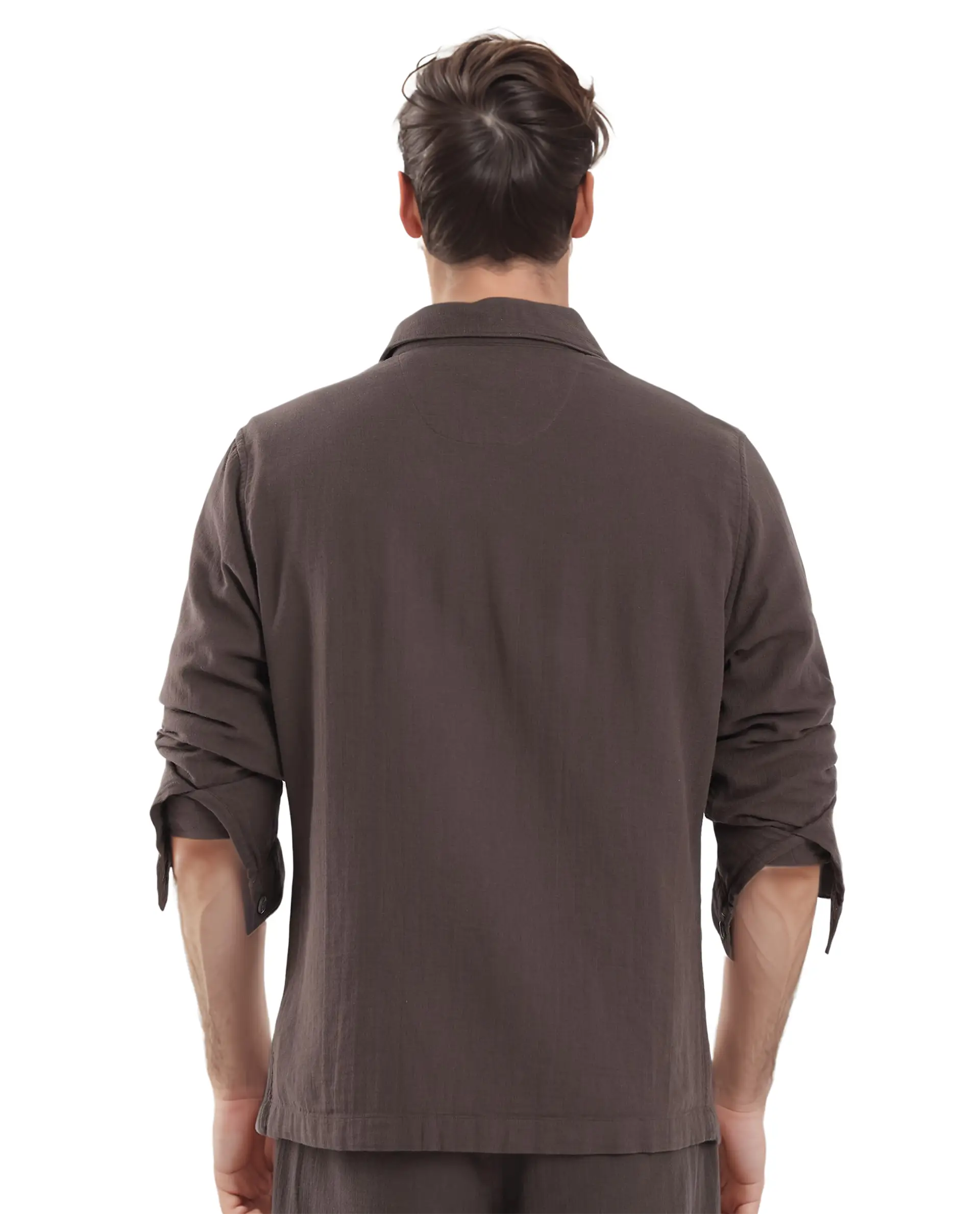 Rare Rabbit Men's Prest Dusky Brown Cotton Plain Regular Fit Full Sleeve Collared Shirt - Image 4
